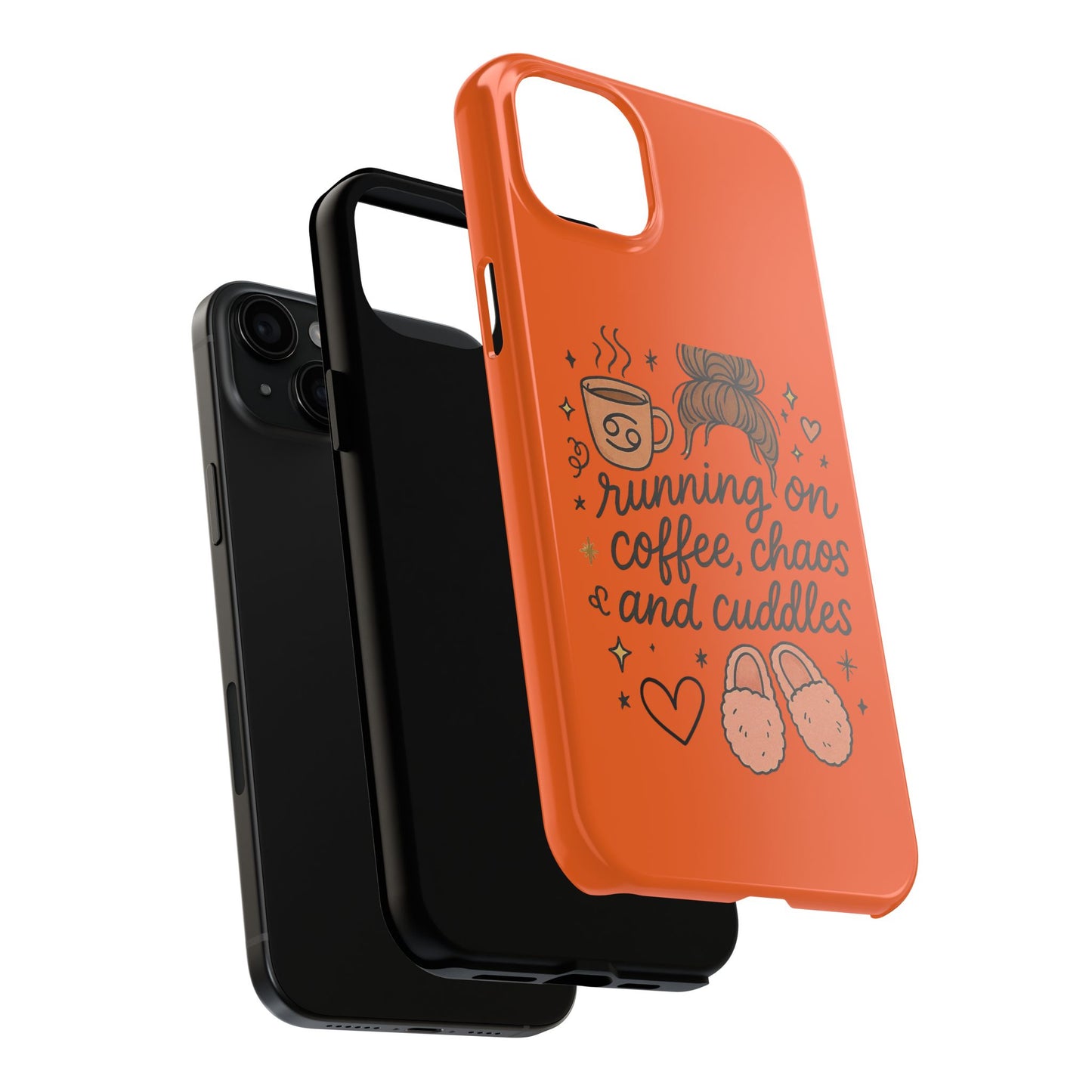 Cute Coffee Chaos Phone Case - Running on Coffee, Chaos & Cuddles, Stylish Tough Case for Coffee Lovers, Gift for Friends, Cute Phone Cover