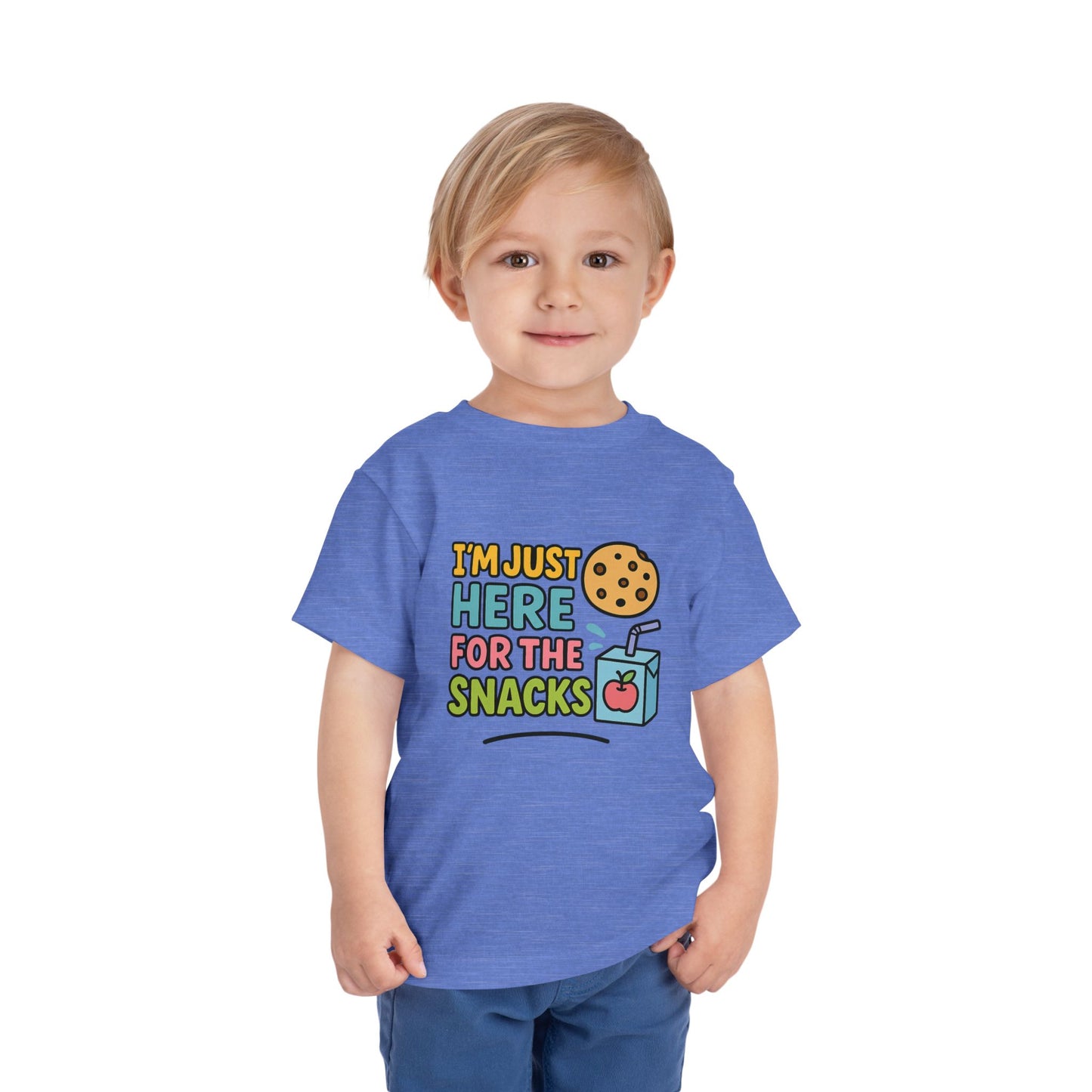 Funny Toddler Tee - I'm Just Here for the Snacks, Kids Short Sleeve Shirt, Snack Lover Gift, Playtime Top, Cute Toddler Clothing