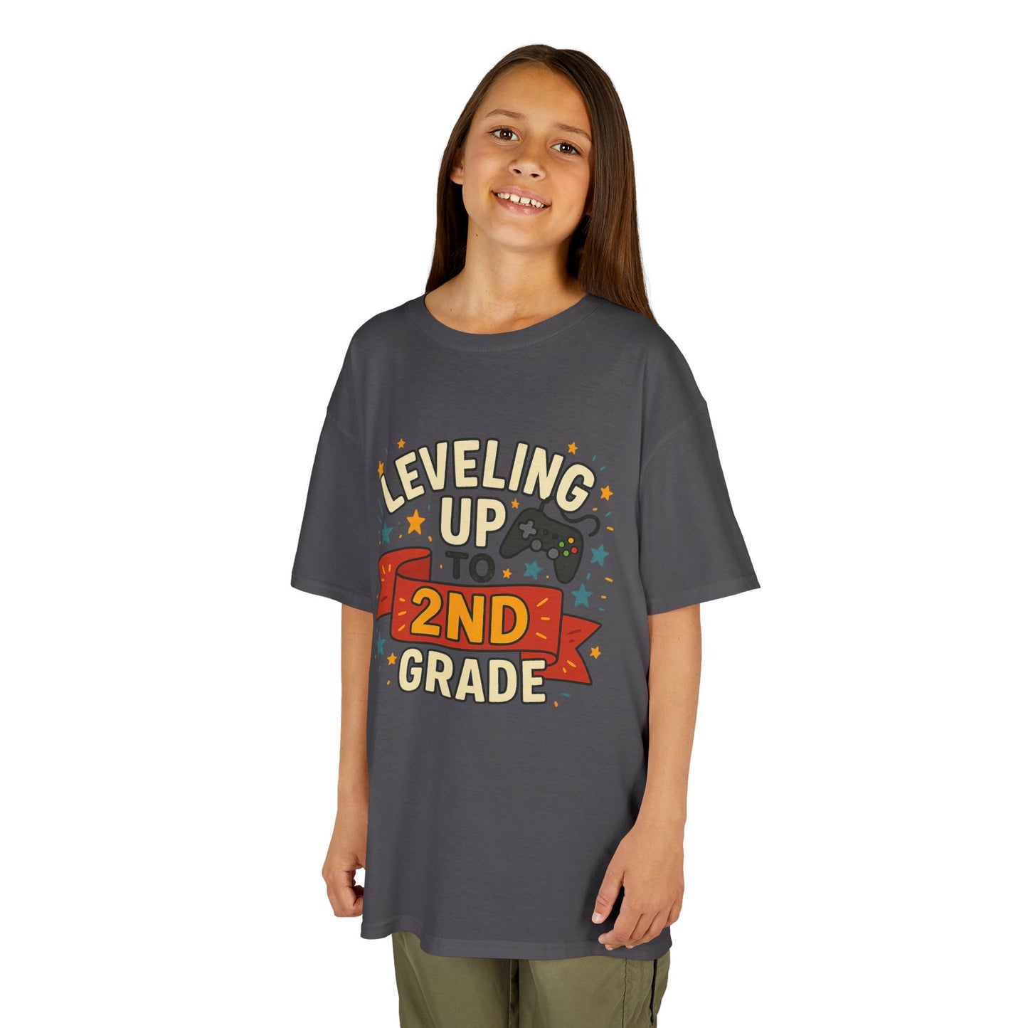 Kids Gaming Tee - Leveling Up to 2nd Grade, Back to School Shirt, Gaming Gift, Fun Children's Apparel, Birthday Celebration Outfit