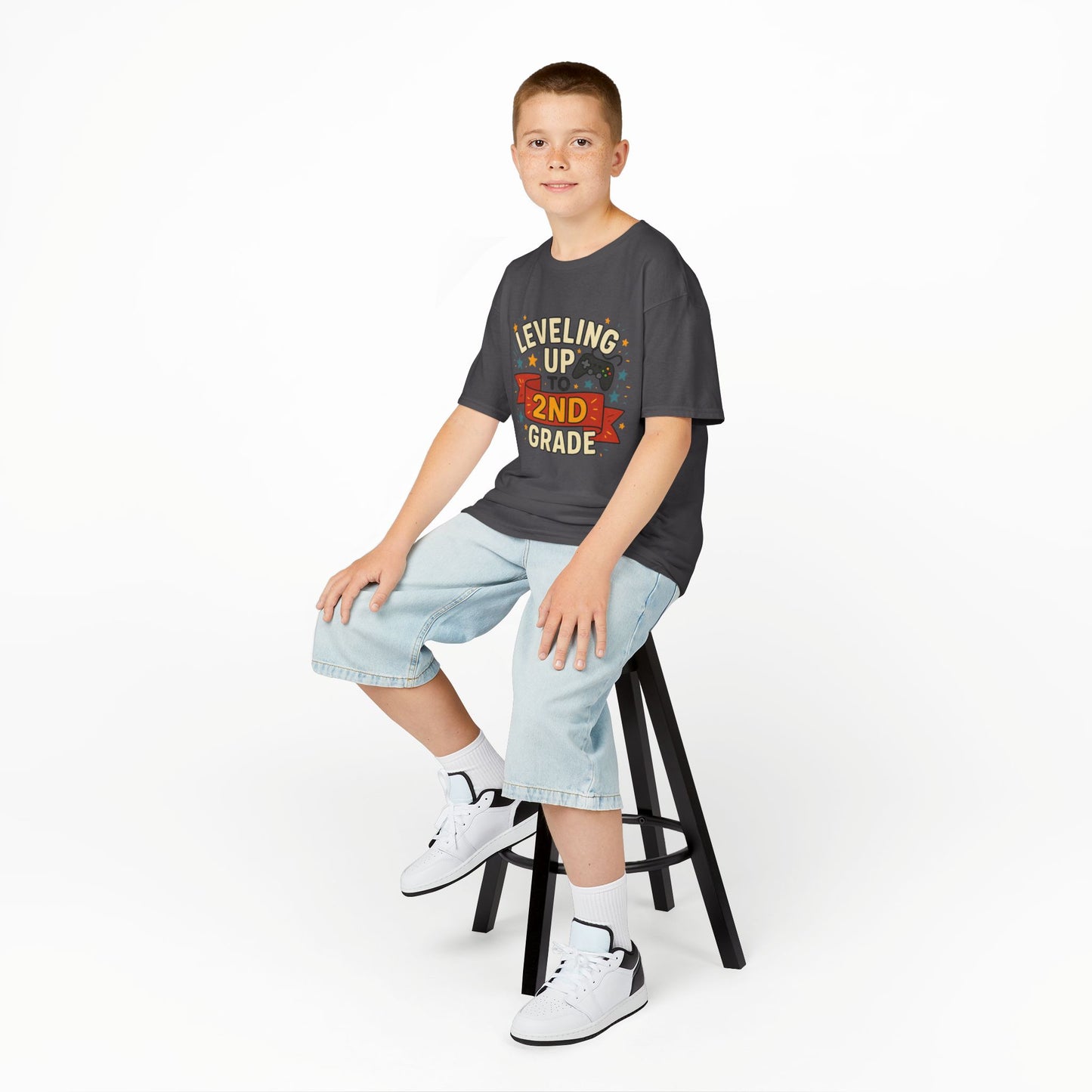 Kids Gaming Tee - Leveling Up to 2nd Grade, Back to School Shirt, Gaming Gift, Fun Children's Apparel, Birthday Celebration Outfit