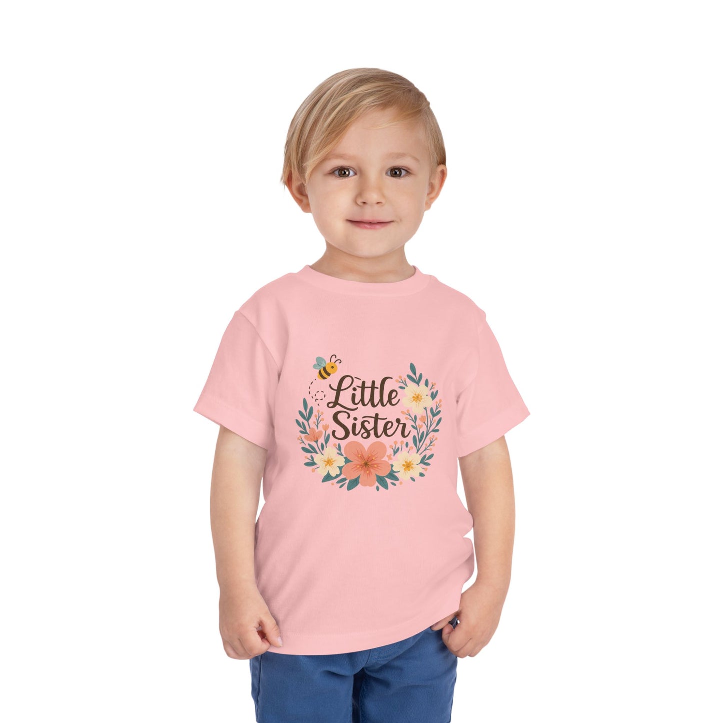 Little Sister Floral Toddler Tee, Cute Toddler Shirt, Girls T-Shirt, Baby Gift, Birthday Gift, Floral Design