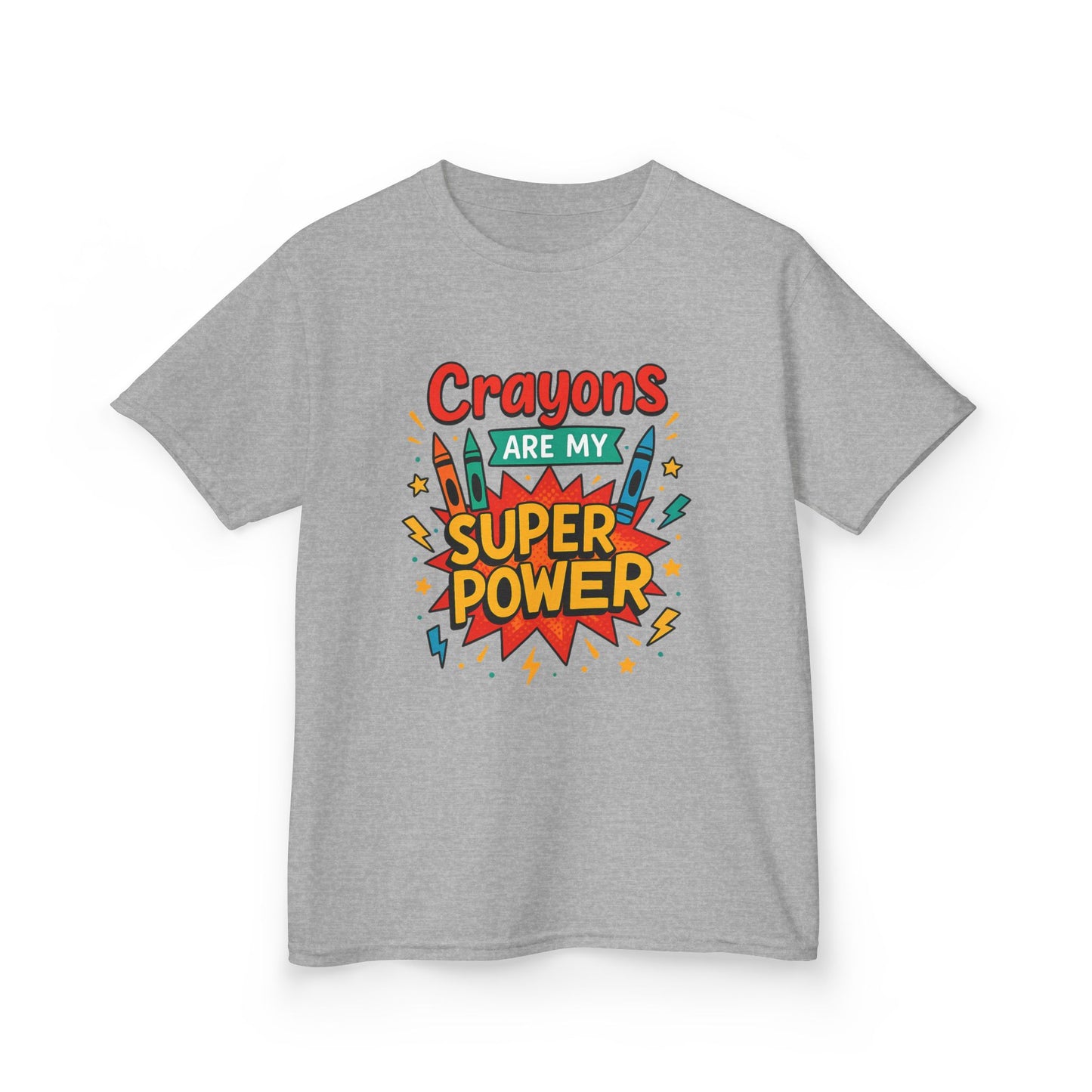 Kids Super Power Tee - Fun Crayon Design, Teacher Gift, Birthday Party, Kids' Activities, Art Enthusiast, Creative Wear