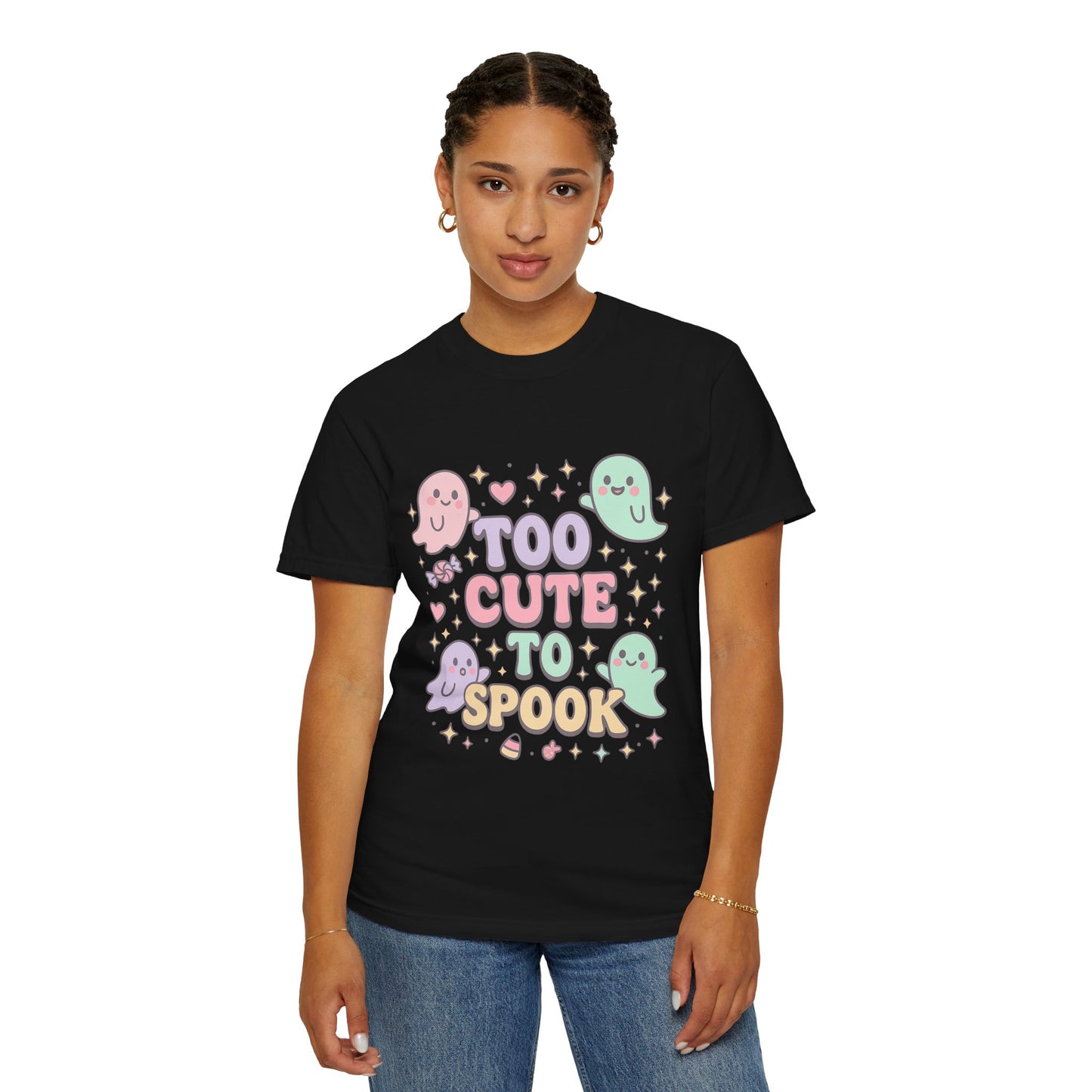 Too Cute to Spook Comfort Colors T-Shirt, Halloween Tee, Unisex Garment-Dyed Shirt, Cute Ghosts Tee, Casual Fall Fashion