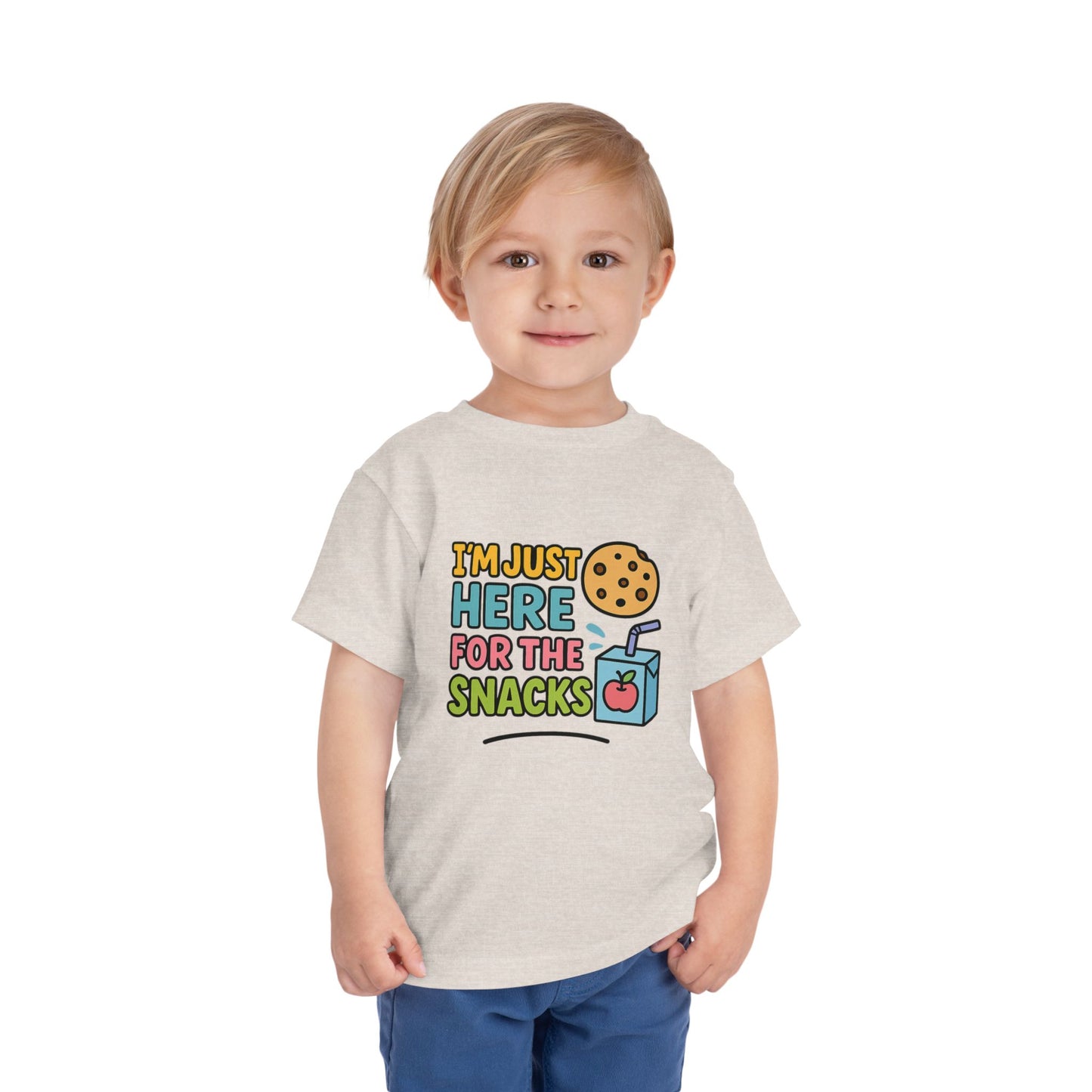Funny Toddler Tee - I'm Just Here for the Snacks, Kids Short Sleeve Shirt, Snack Lover Gift, Playtime Top, Cute Toddler Clothing
