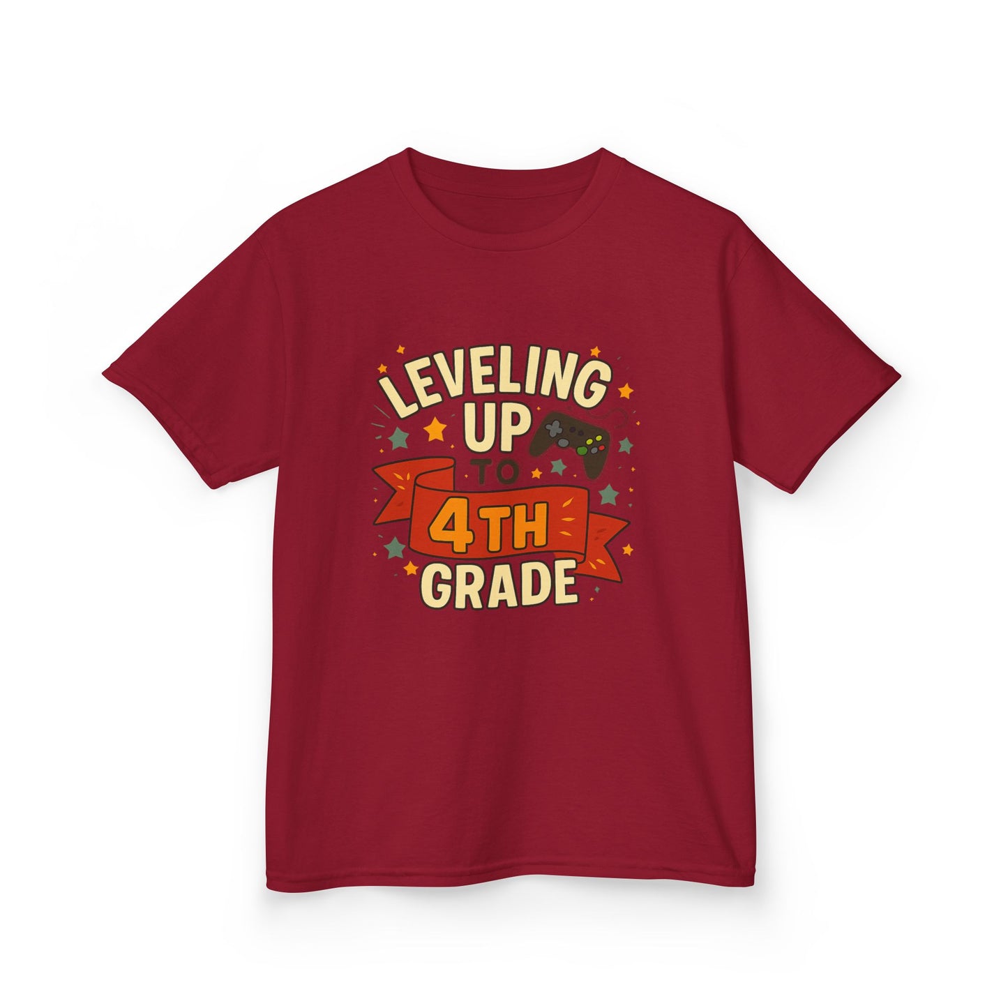 Leveling Up 4th Grade Kids Tee, Back to School Shirt, Gamer T-Shirt, Unique Gift for Kids, Birthday Tee, Fun Learning Shirt