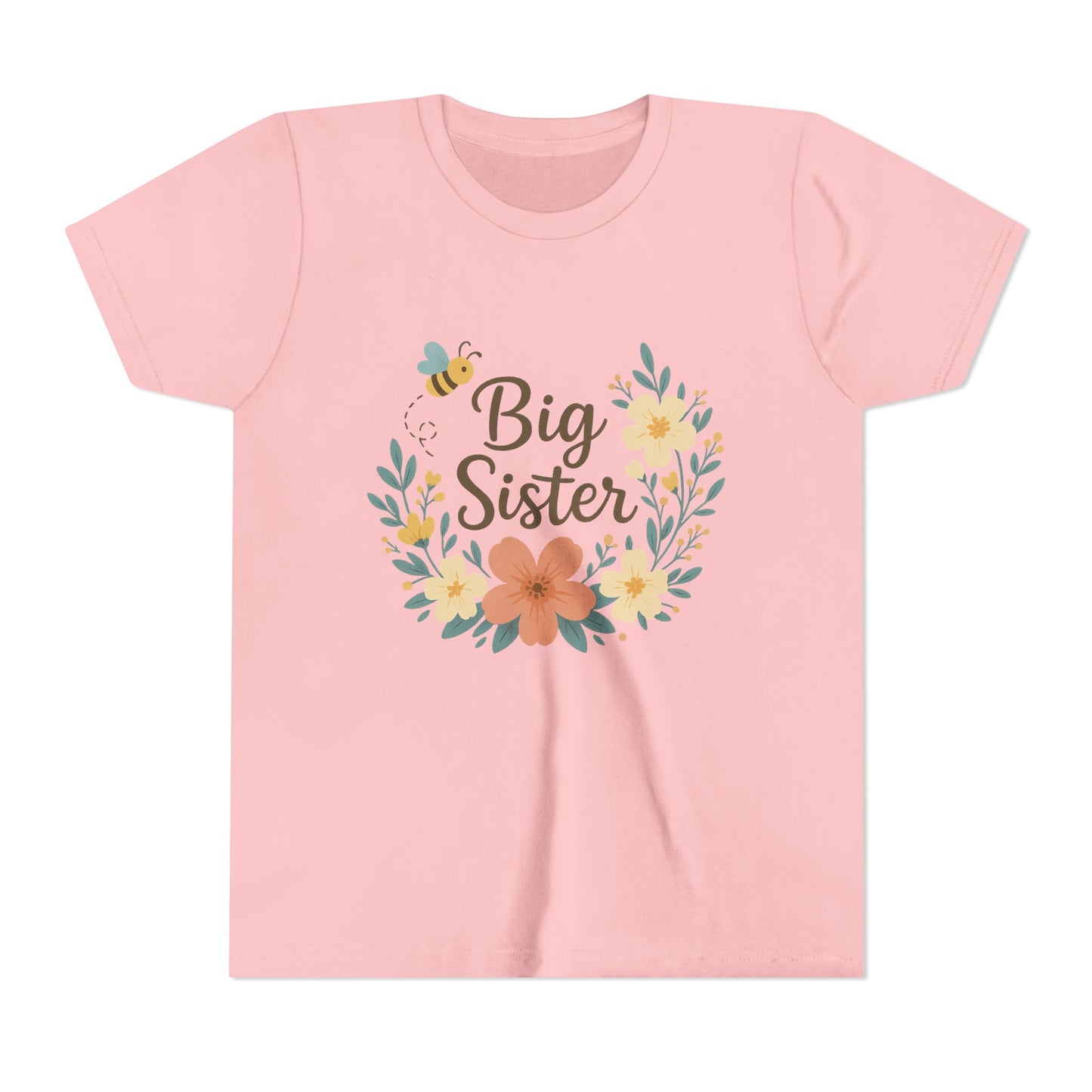 Big Sister Floral Youth Tee, Cute Kids Shirt, Gift for Siblings, Birthday, Family Celebrations, Baby Announcement, Spring Style