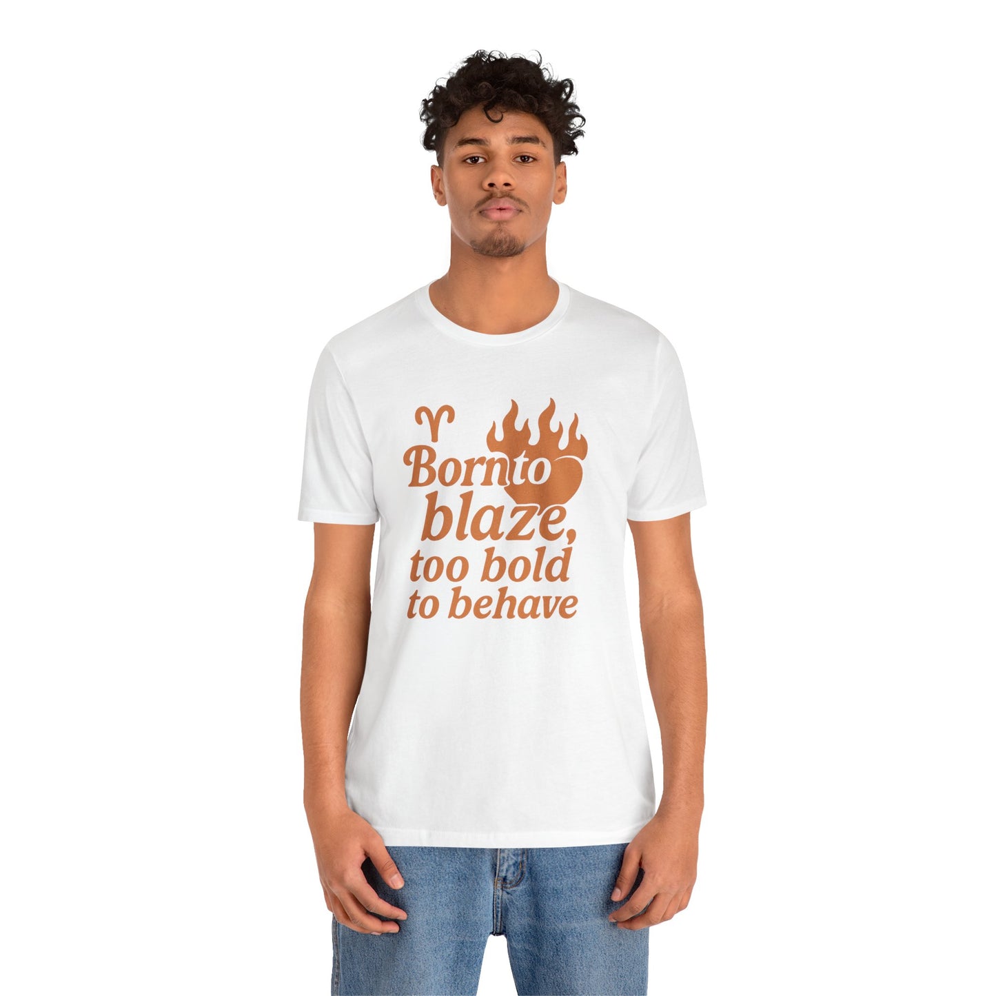 Born to Blaze Unisex Short Sleeve Tee - Aries Zodiac Shirt, Fire Sign T-Shirt, Birthday Gift, Astrology Apparel, Casual Wear, Graphic Tee
