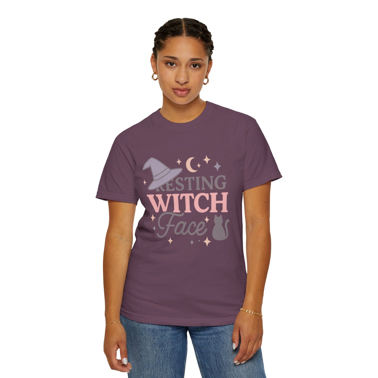 Fun Resting Witch Face Comfort Colors T-Shirt, Cozy Graphic Tee, Halloween Apparel, Gift for Witches, Unisex Seasonal Clothing, Witch-Themed Tee