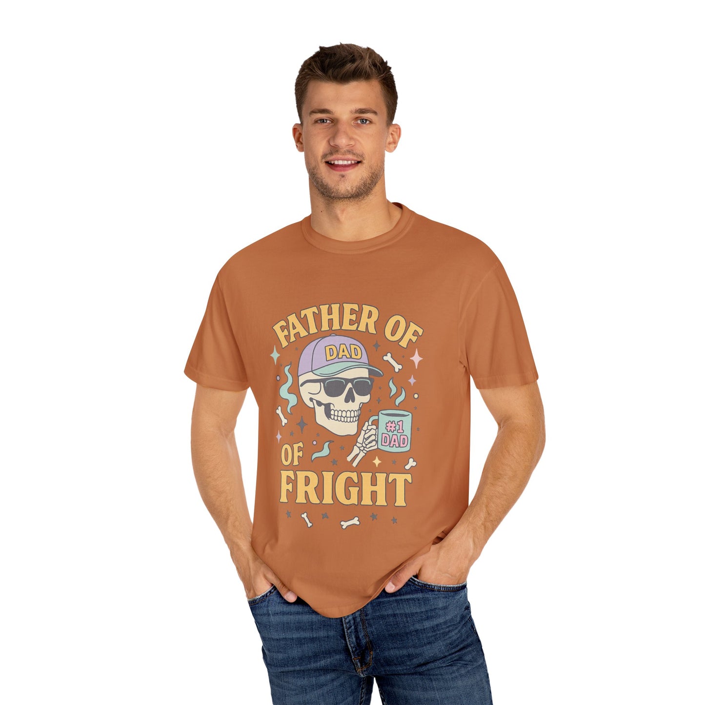 Father of Fright Comfort Colors Shirt, Unisex Halloween T-shirt, Dad Gifts, Spooky Style Tee, Family Fun Apparel, Skeleton Graphic Tee