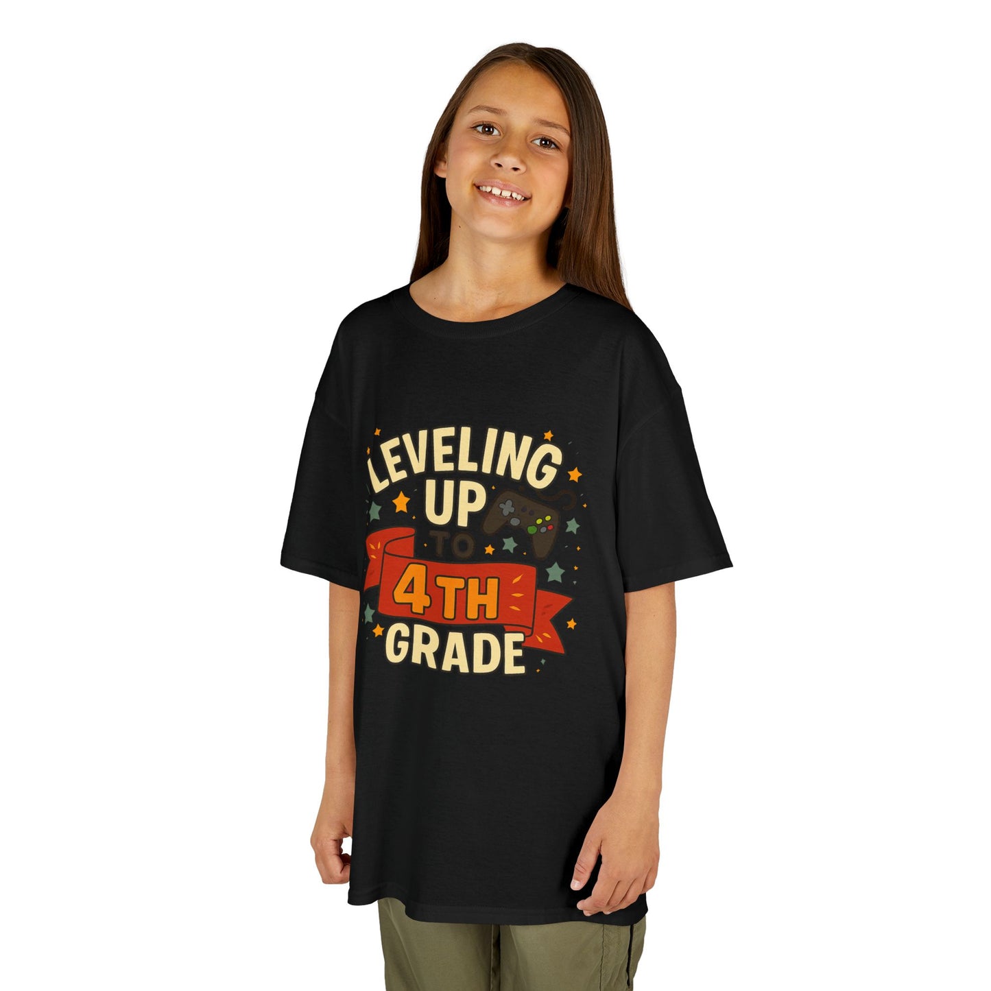 Leveling Up 4th Grade Kids Tee, Back to School Shirt, Gamer T-Shirt, Unique Gift for Kids, Birthday Tee, Fun Learning Shirt