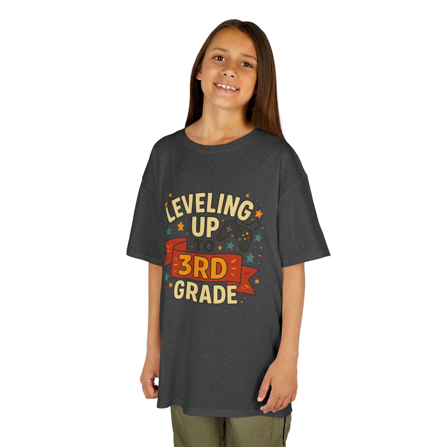 Kids Grade Celebration Tee | Leveling Up to 3rd Grade Shirt, Back to School Gift, Birthday Outfit, Fun Kids T-Shirt, Classroom Wear