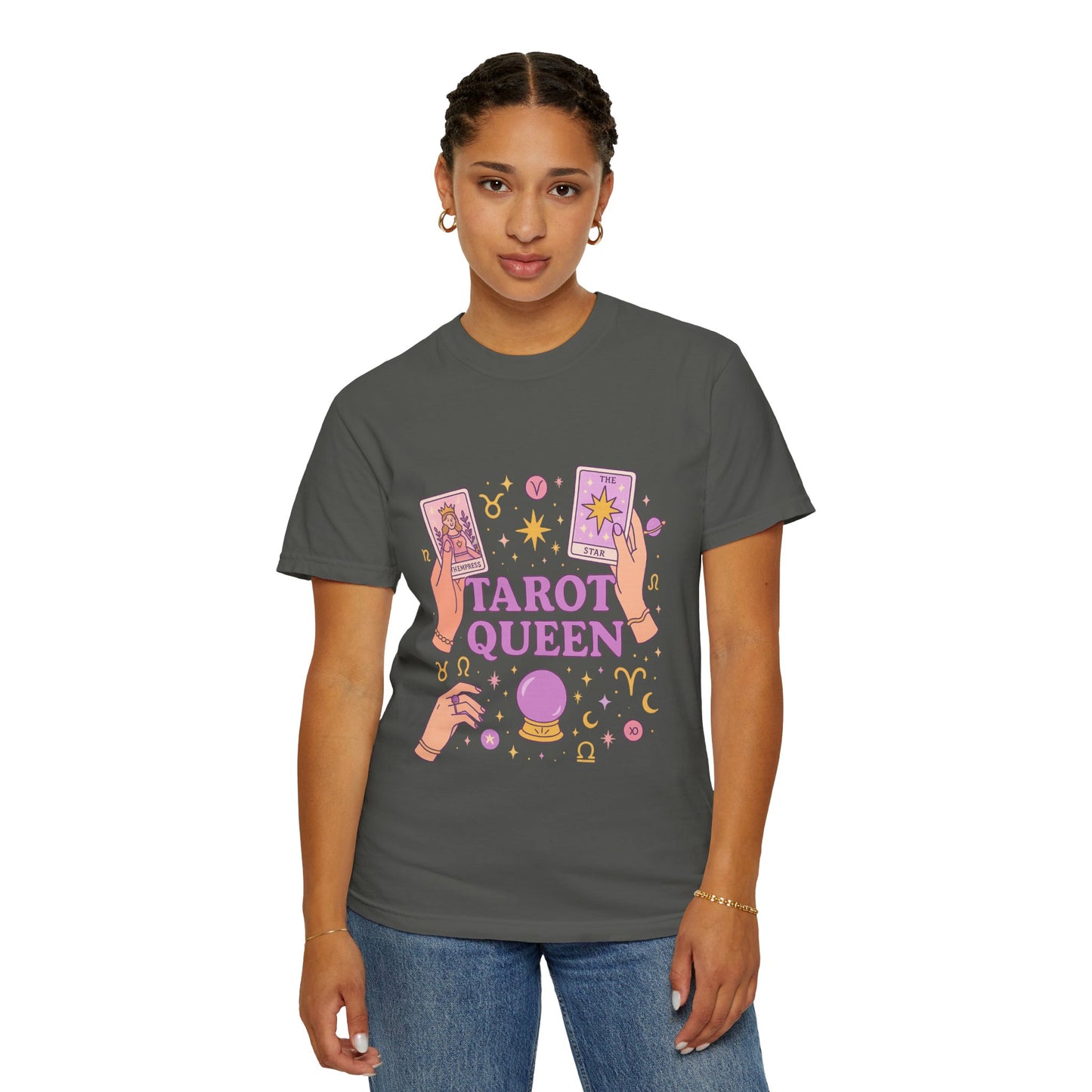 Tarot Queen Graphic Tee, Unisex T-Shirt, Astrology Apparel, Gift for Tarot Lovers, Boho Style Clothing, Spiritual Fashion