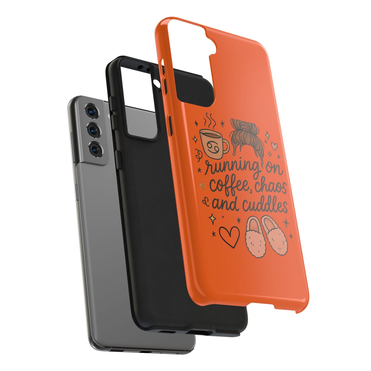 Cute Coffee Chaos Phone Case - Running on Coffee, Chaos & Cuddles, Stylish Tough Case for Coffee Lovers, Gift for Friends, Cute Phone Cover