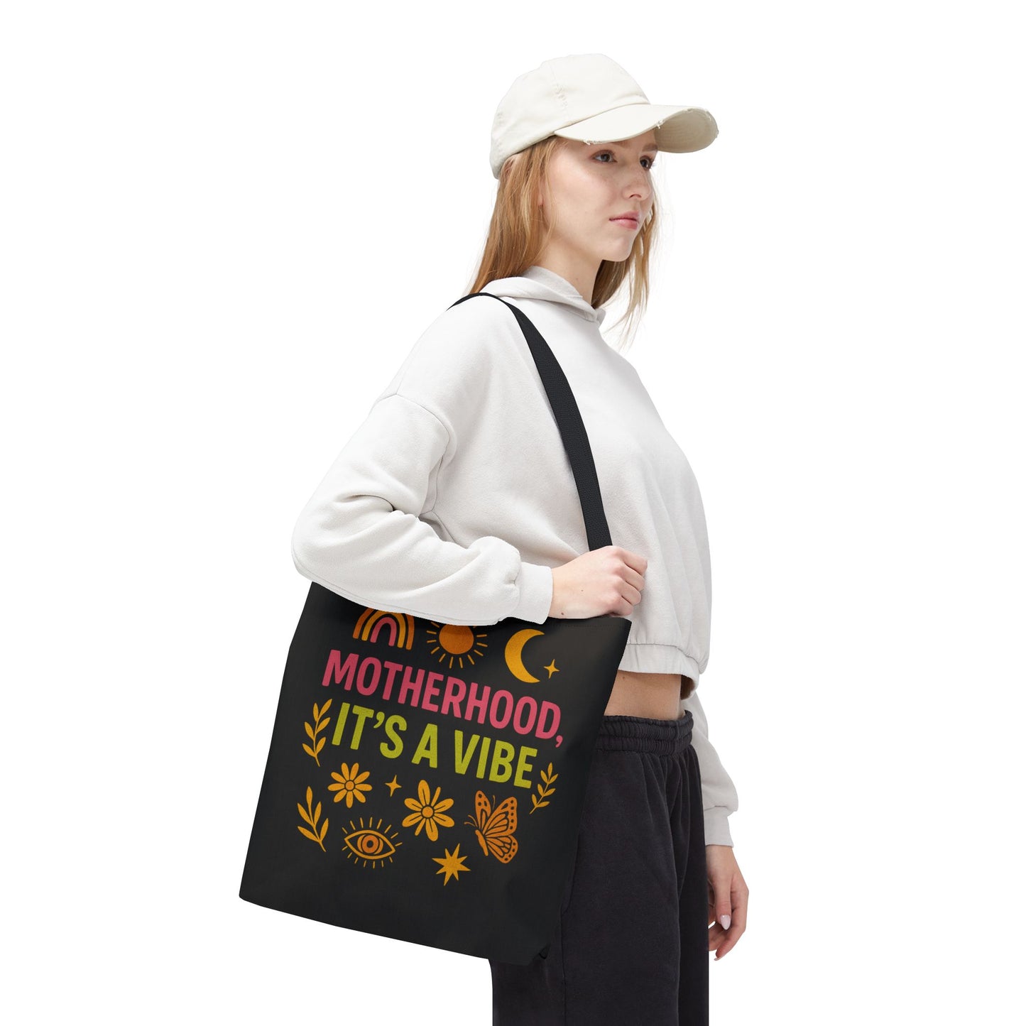 Motherhood Vibe Tote Bag - Stylish Canvas Bag for Moms, Gift for Mother's Day, Eco-Friendly Tote, Versatile Shopping Bag, Trendy Gift Idea