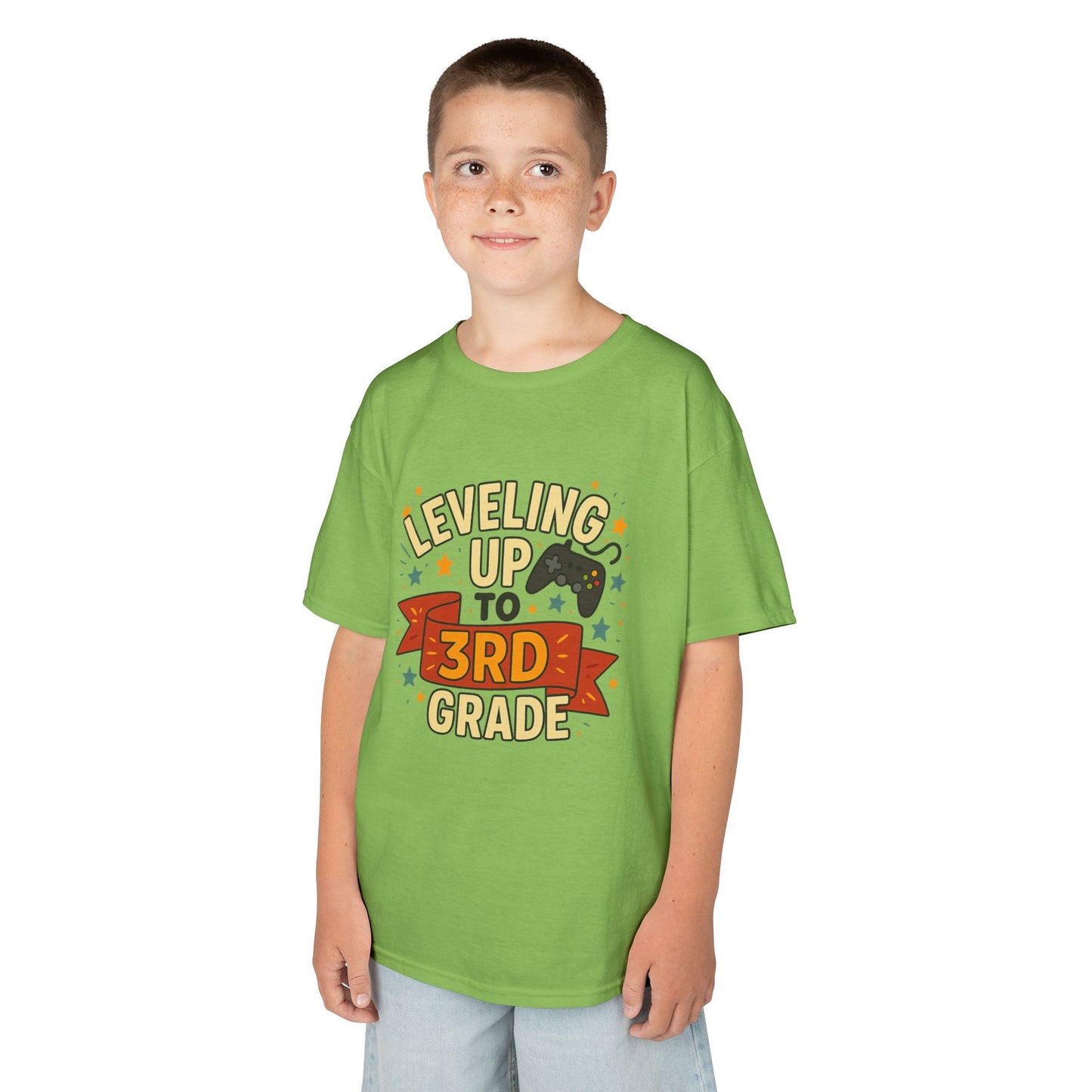 Kids Grade Celebration Tee | Leveling Up to 3rd Grade Shirt, Back to School Gift, Birthday Outfit, Fun Kids T-Shirt, Classroom Wear