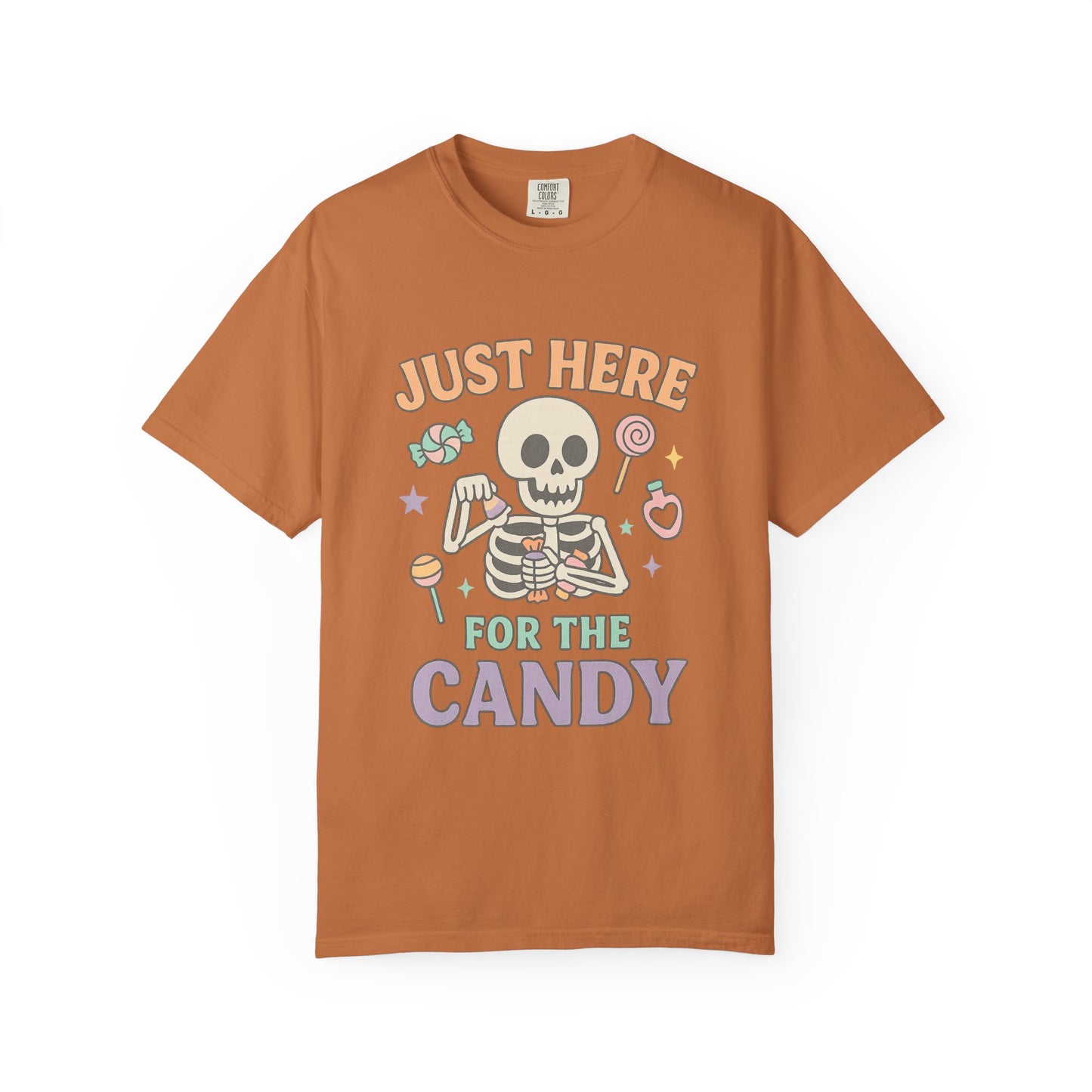 Funny Skeleton Candy Comfort Colors T-shirt, Halloween Shirt, Unisex Tee, Soft Cotton Tee, Casual Halloween Apparel, Party Wear