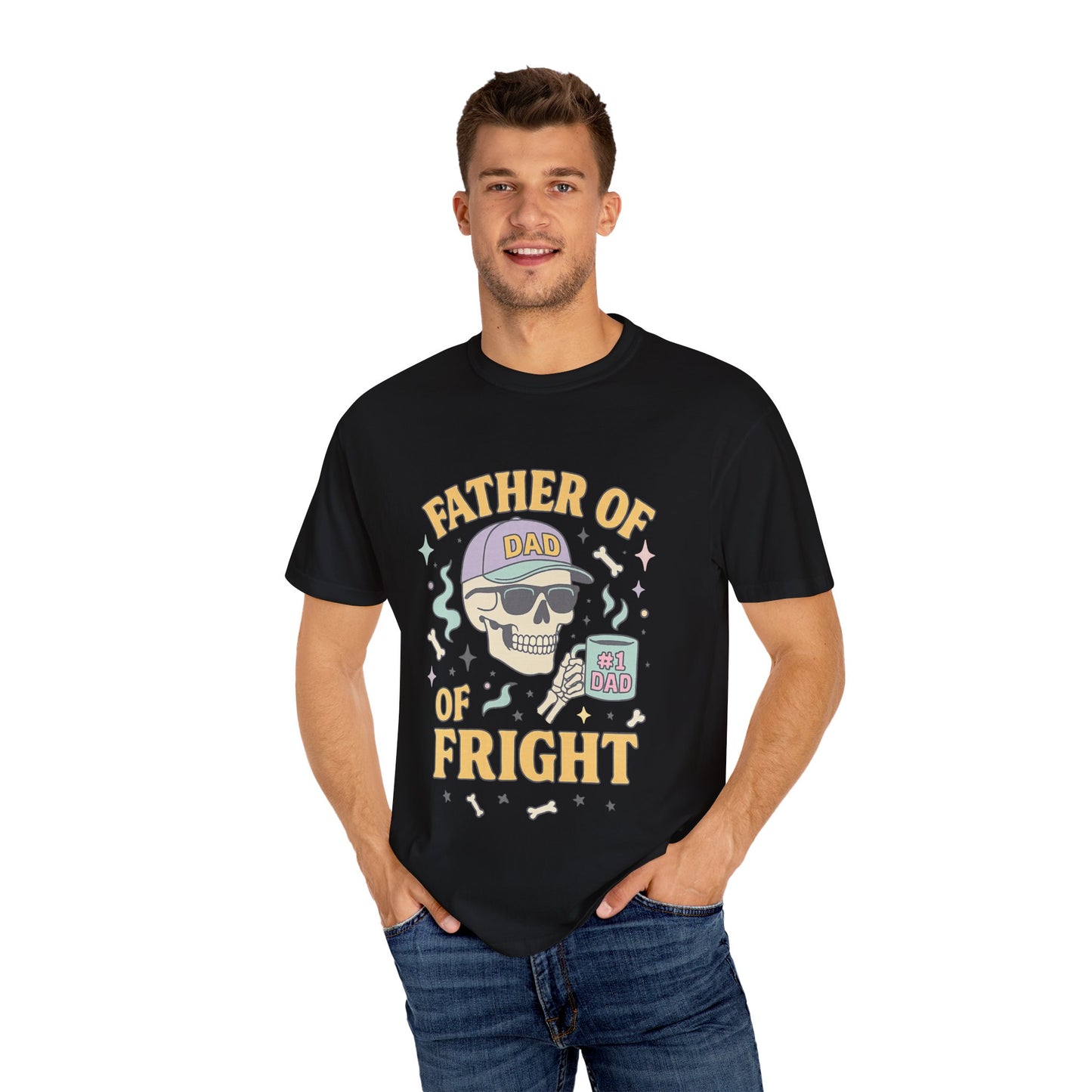 Father of Fright Comfort Colors Shirt, Unisex Halloween T-shirt, Dad Gifts, Spooky Style Tee, Family Fun Apparel, Skeleton Graphic Tee
