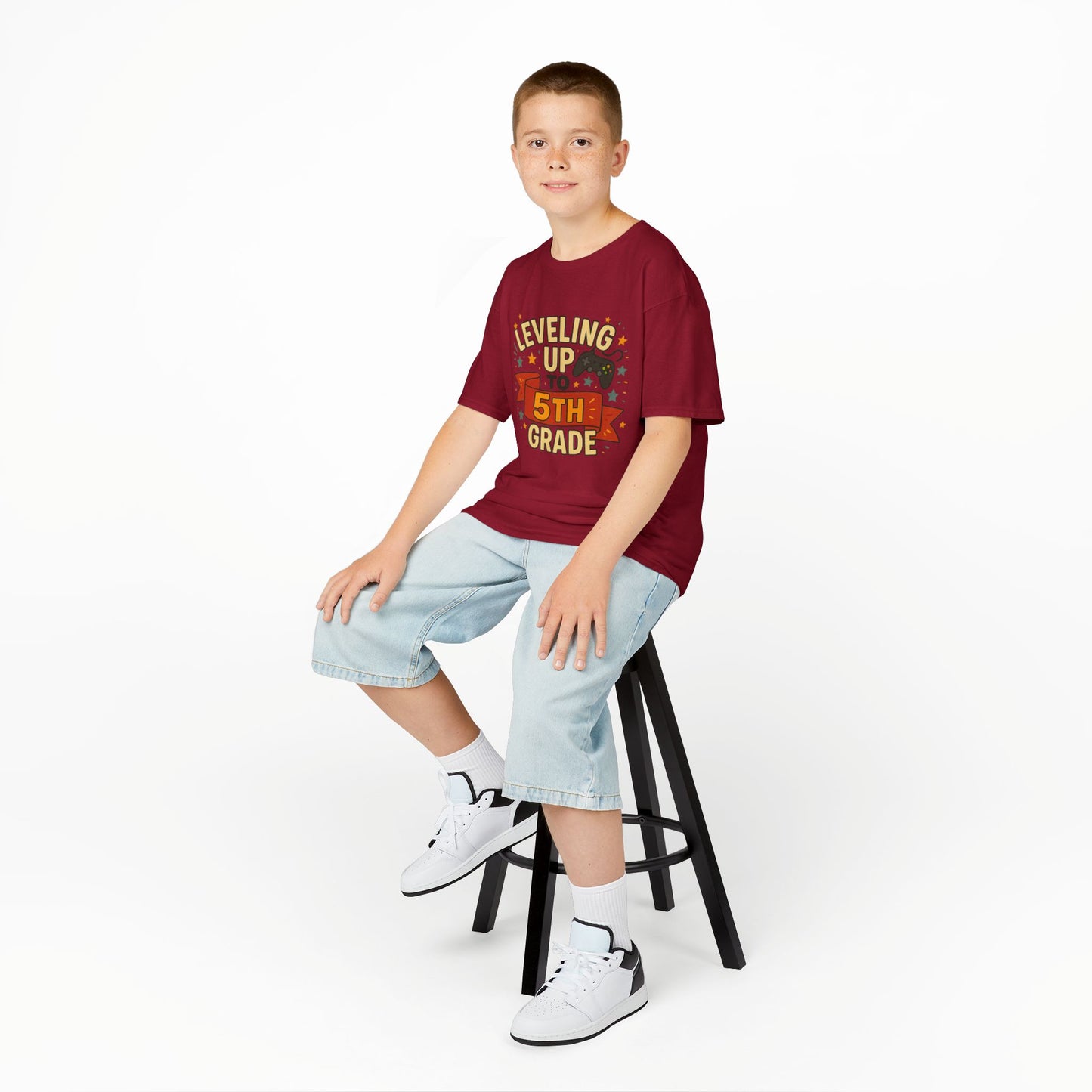 Kids Graduation Tee, Level Up to 5th Grade Shirt, Back to School Gift, Fun Class Celebration Top, Children's Achievement T-Shirt
