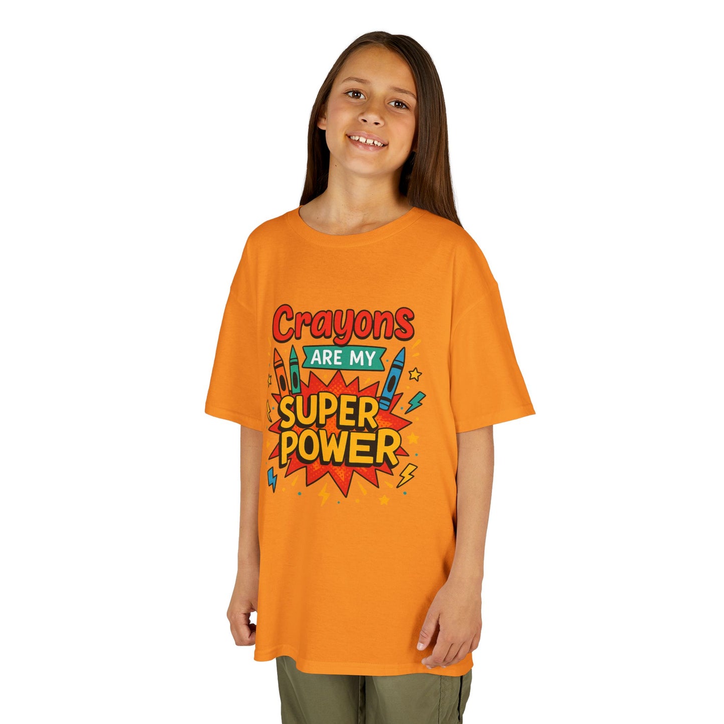 Kids Super Power Tee - Fun Crayon Design, Teacher Gift, Birthday Party, Kids' Activities, Art Enthusiast, Creative Wear