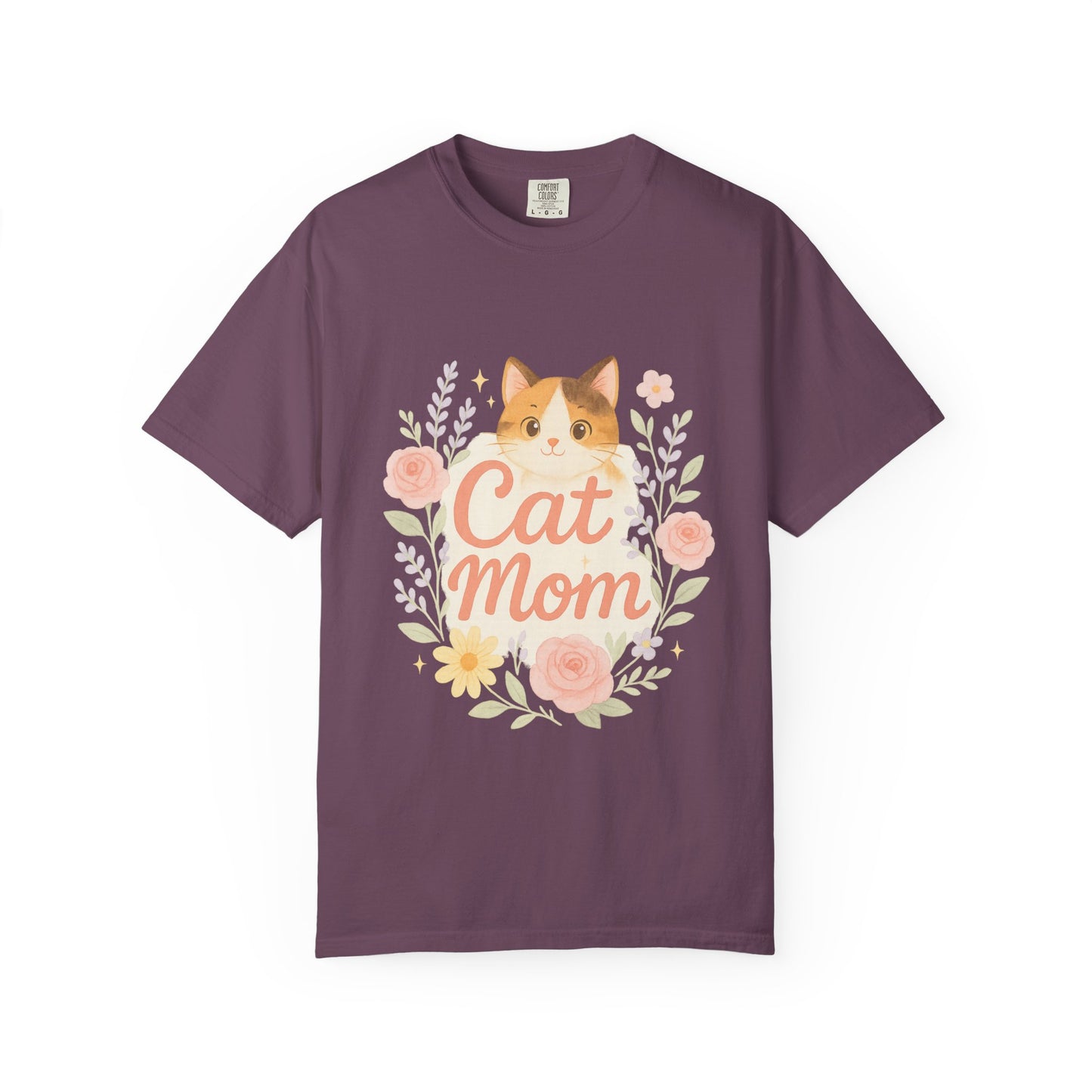 Cat Mom Garment-Dyed T-Shirt | Cute Cat Lover Tee, Pet Owner Gift, Gifts for Cat Moms, Animal Lover Apparel, Birthday Gift
