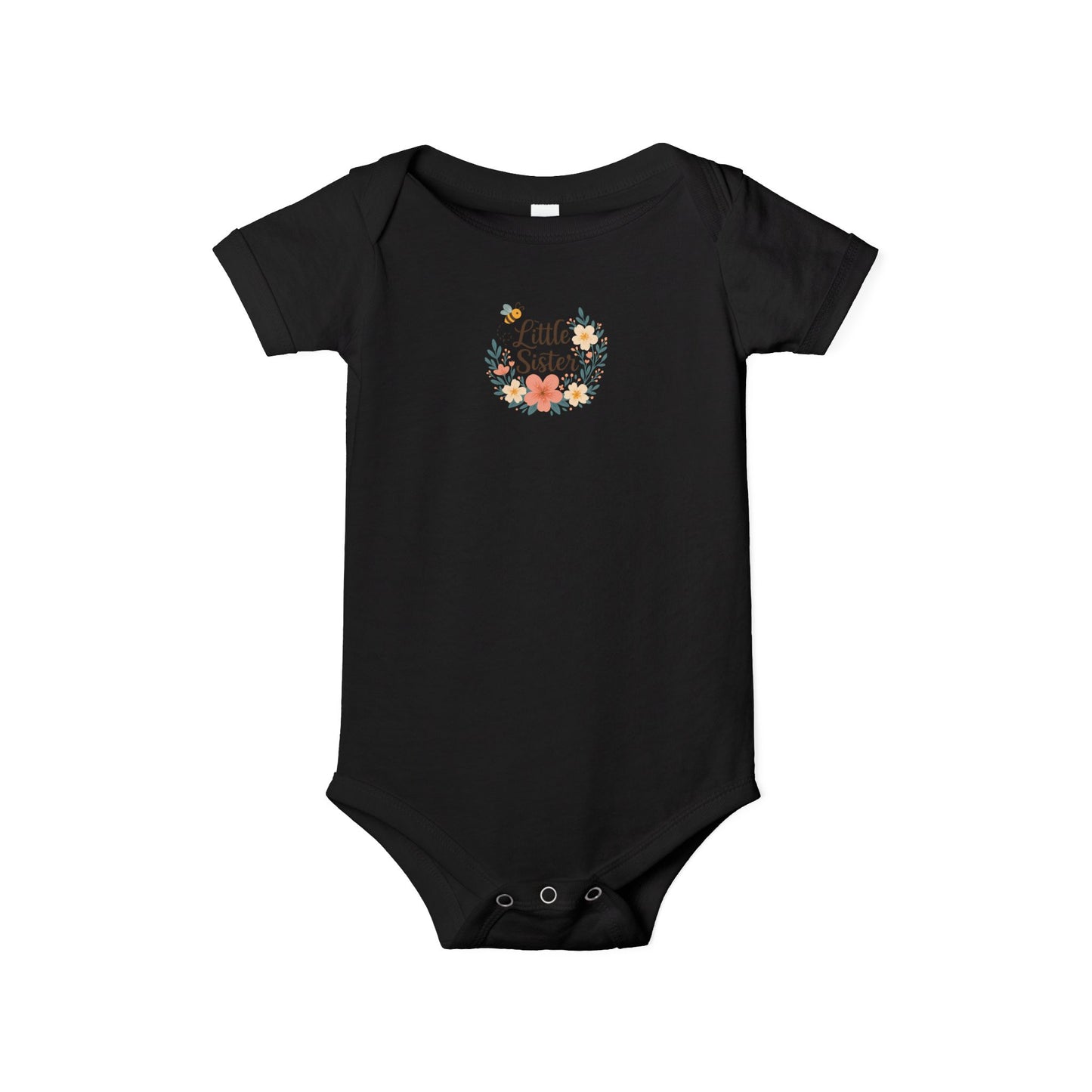 Little Sister Infant One Piece, Cute Baby Bodysuit for Newborn Girls, Baby Shower Gift, Toddler Outfit, Floral Design