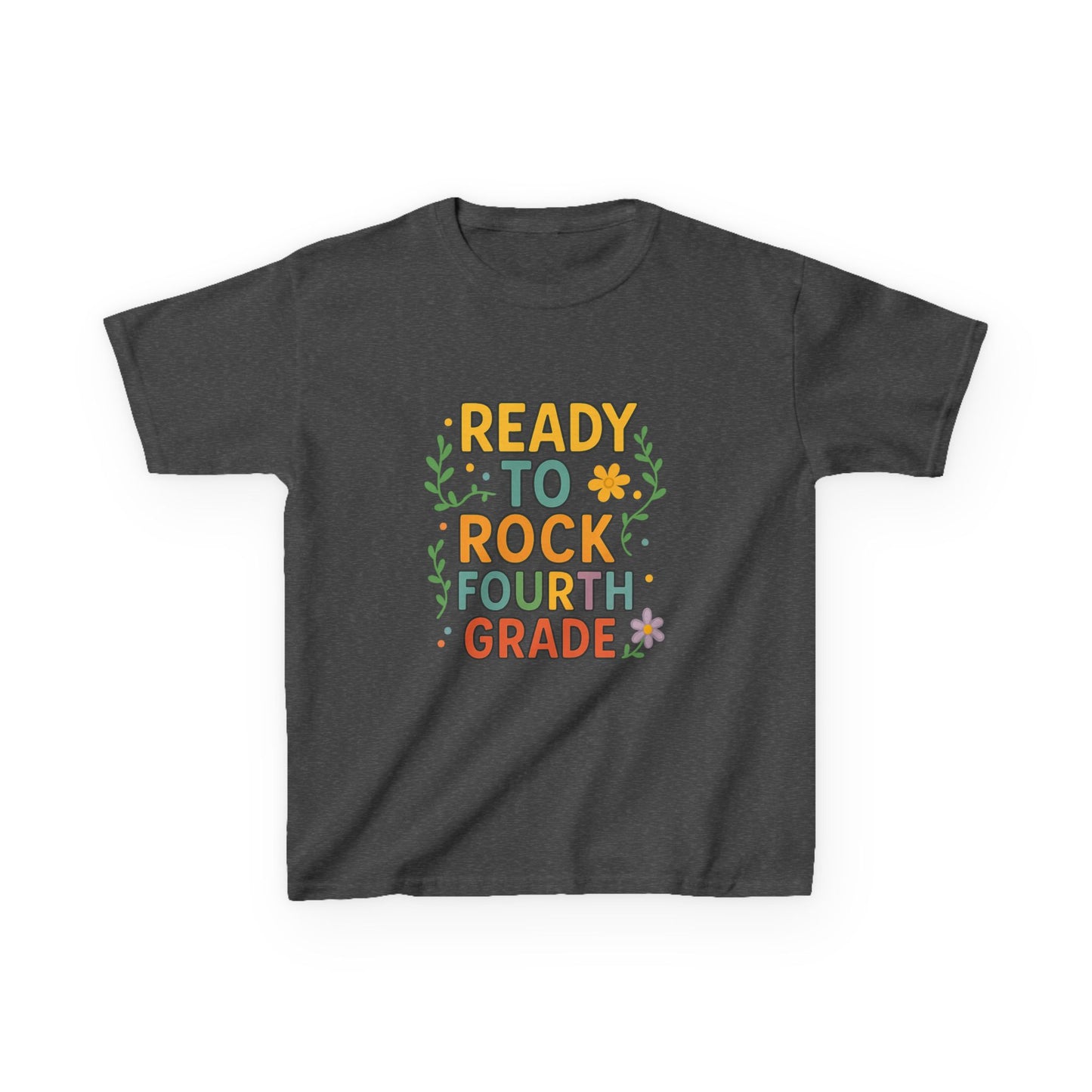 Ready to Rock Fourth Grade Kids Heavy Cotton Tee, Back to School Shirt, Toddler T-Shirt, Birthday Gift, Cute Kids Clothing