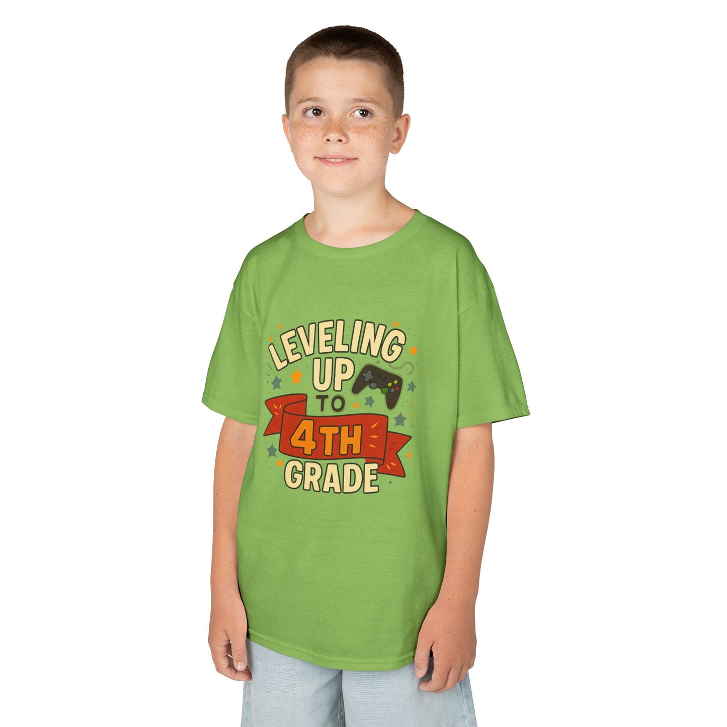 Leveling Up 4th Grade Kids Tee, Back to School Shirt, Gamer T-Shirt, Unique Gift for Kids, Birthday Tee, Fun Learning Shirt