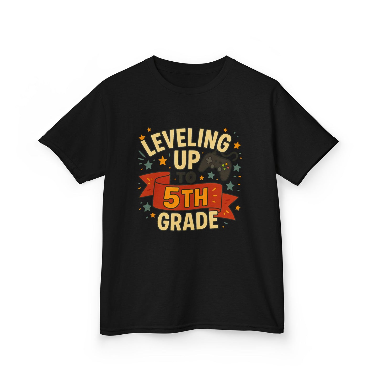 Kids Graduation Tee, Level Up to 5th Grade Shirt, Back to School Gift, Fun Class Celebration Top, Children's Achievement T-Shirt