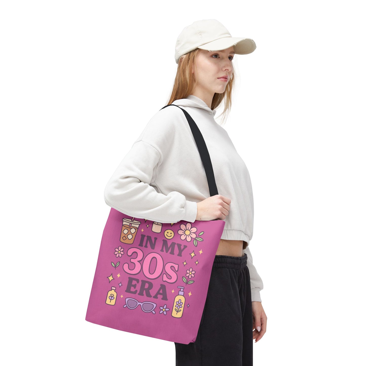 Fun Tote Bag for 30s Era Enthusiasts | Trendy Purple AOP Tote | Perfect Gift for Birthdays, Milestones & Self-Care