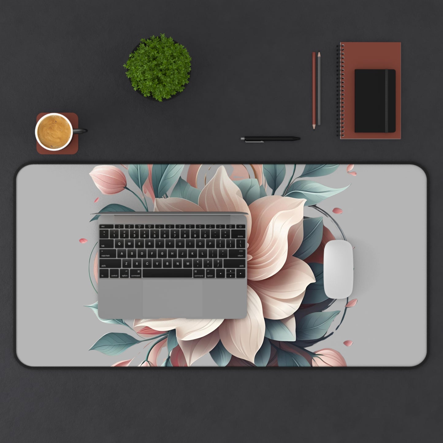 Floral Desk Mat - Elegant Office Decor, Mouse Pad, Game Setup, Housewarming Gift, Home Office Essential