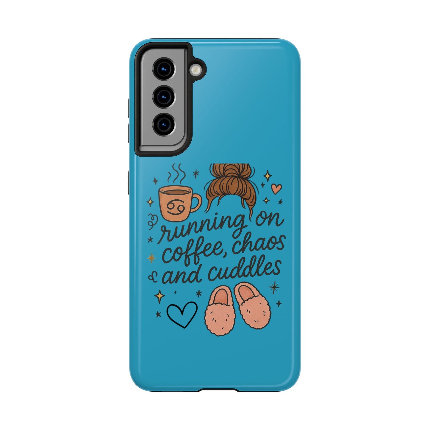 Cute Coffee Chaos Phone Case - Running on Coffee, Chaos & Cuddles, Stylish Tough Case for Coffee Lovers, Gift for Friends, Cute Phone Cover