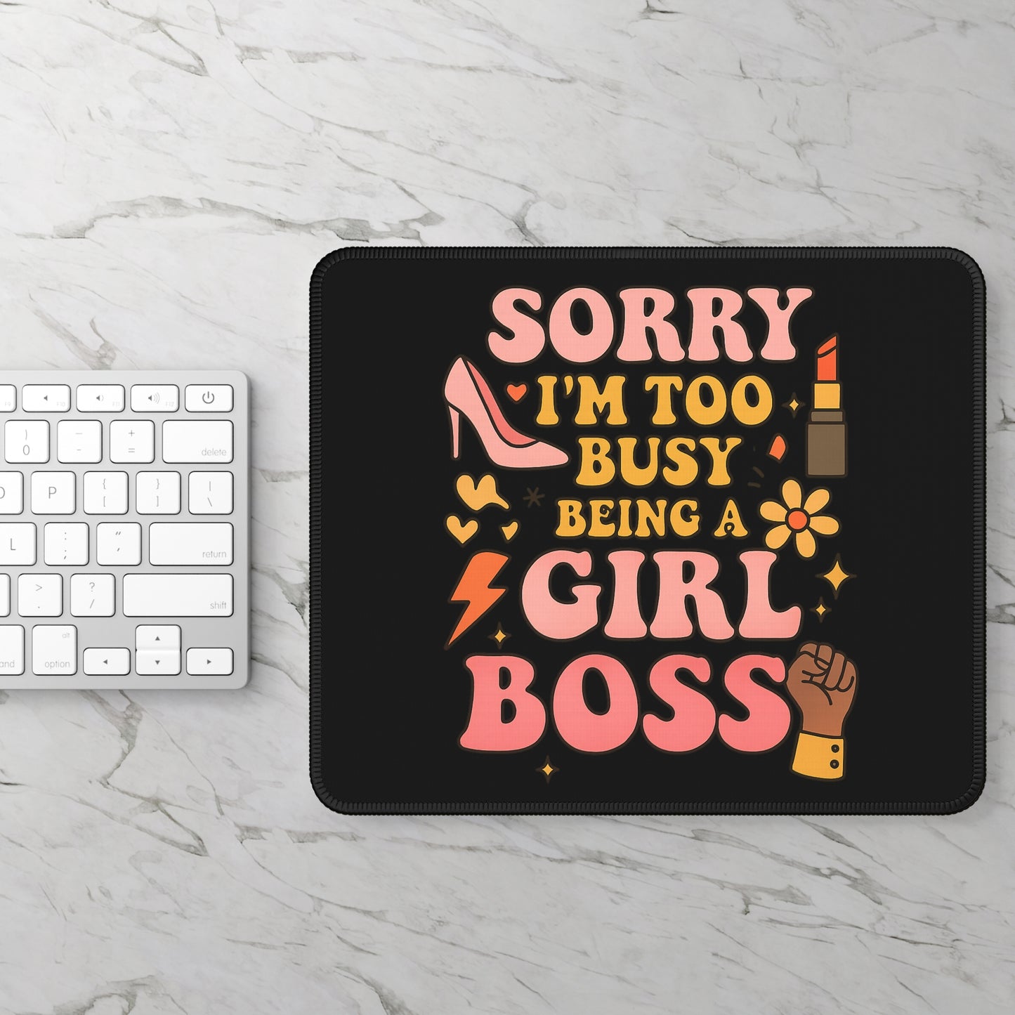 Girl Boss Gaming Mouse Pad, Desk Accessories for Women, Motivational Office Decor, Gamer Gifts, BOSS Lady Mousepad