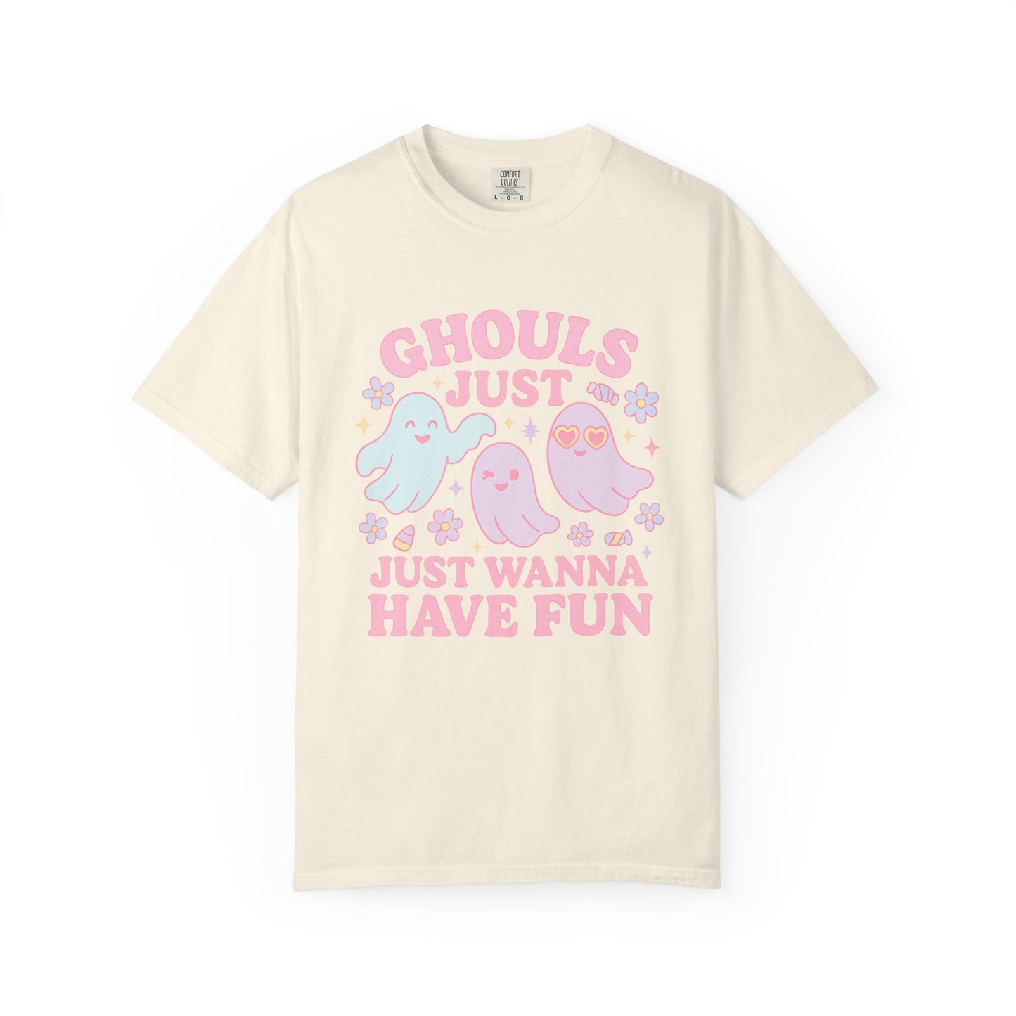 Ghouls Just Wanna Have Fun Comfort Colors T-Shirt, Spooky Vibes, Halloween Apparel, Unisex Graphic Tee, Cute Ghost Design, Casual Wear