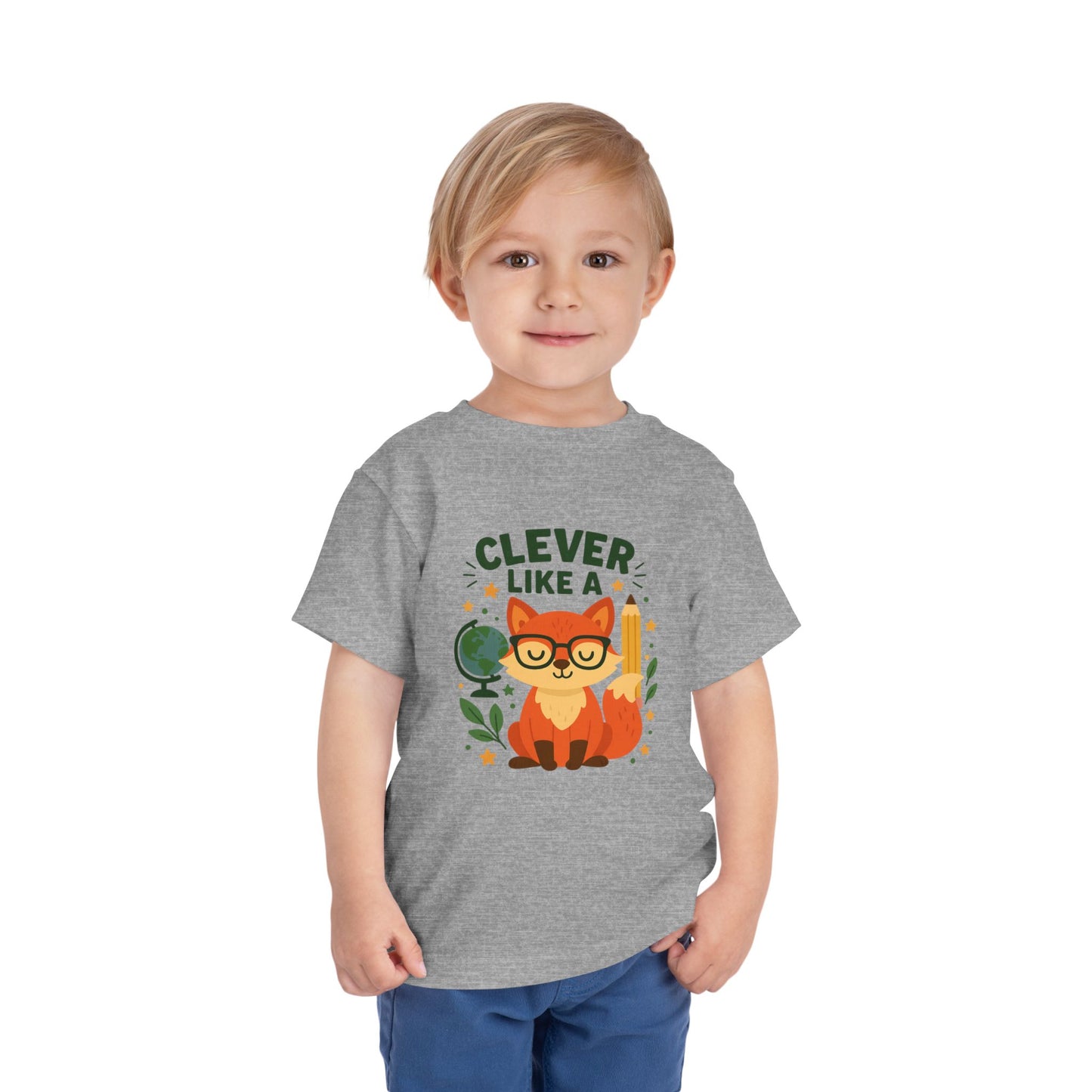 Clever Like A Fox Toddler Tee, Cute Kids T-Shirt, Back To School Shirt, Gift for Child, Toddler Apparel, Fun Graphic Tee