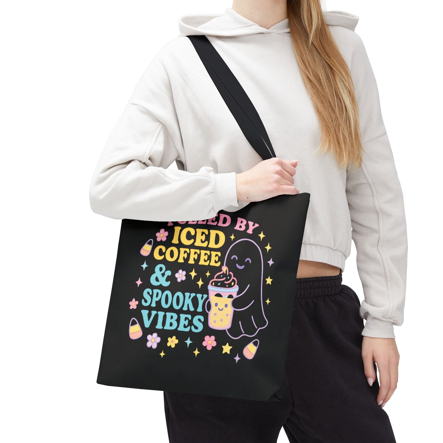 Spooky Vibes Tote Bag - Iced Coffee Lover's Accessory, Shopping Bag, Gift, Halloween Decor, Beach Bag, Everyday Use