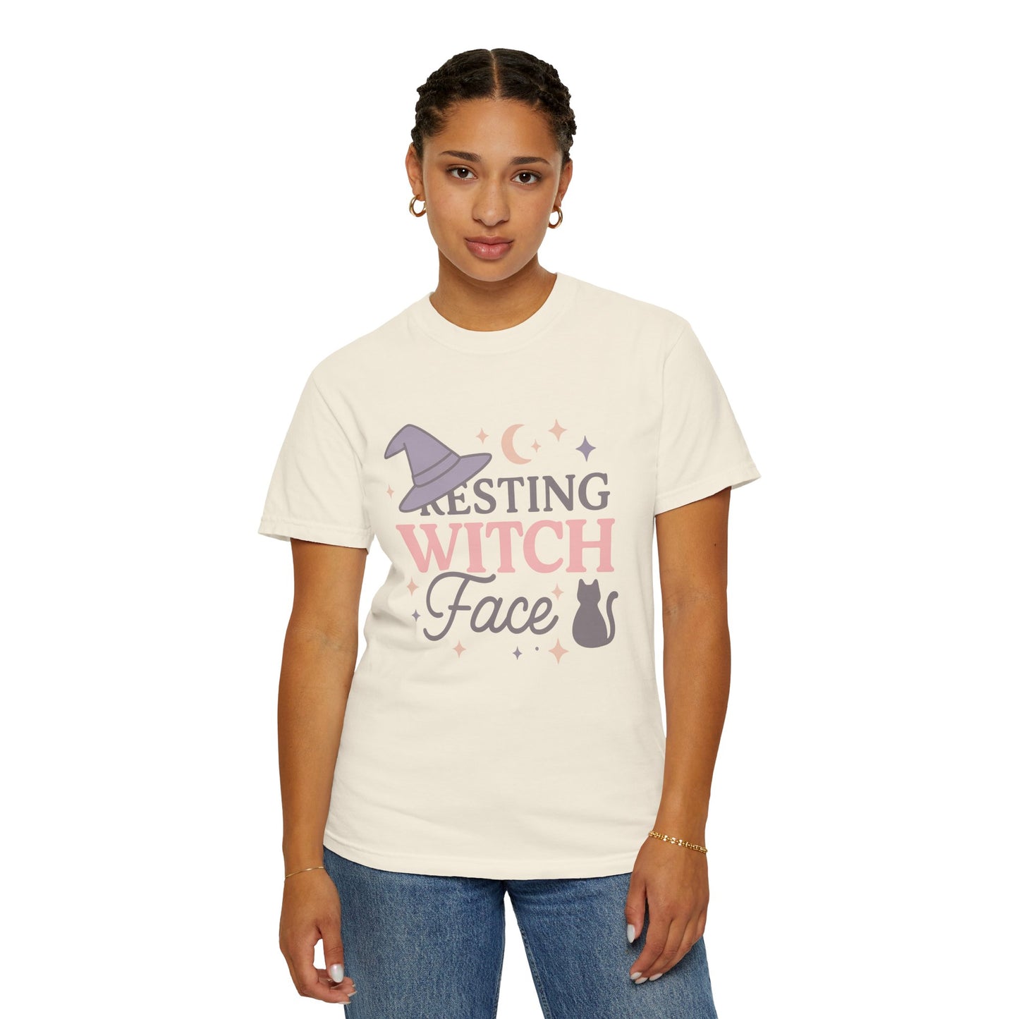 Fun Resting Witch Face Comfort Colors T-Shirt, Cozy Graphic Tee, Halloween Apparel, Gift for Witches, Unisex Seasonal Clothing, Witch-Themed Tee