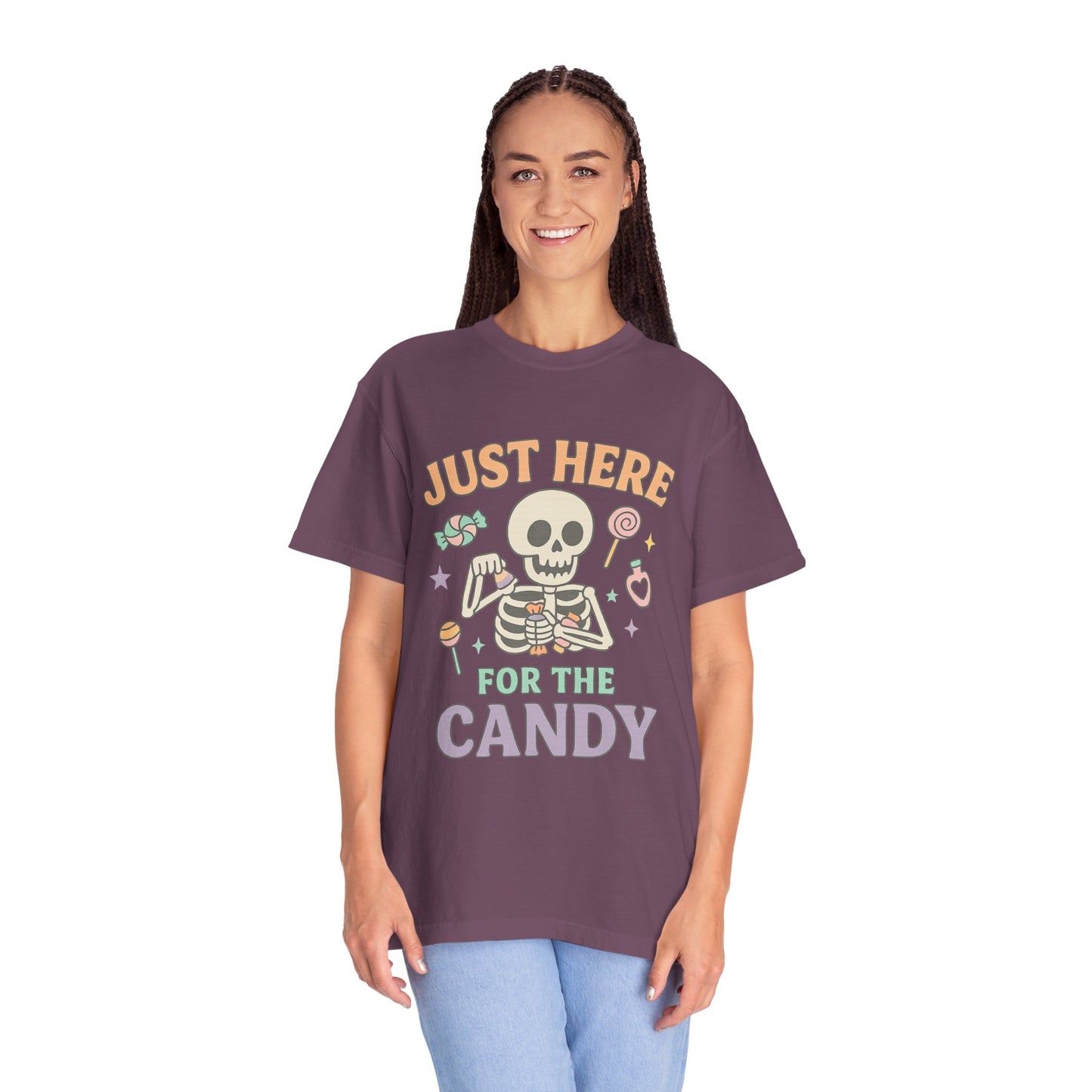 Funny Skeleton Candy Comfort Colors T-shirt, Halloween Shirt, Unisex Tee, Soft Cotton Tee, Casual Halloween Apparel, Party Wear