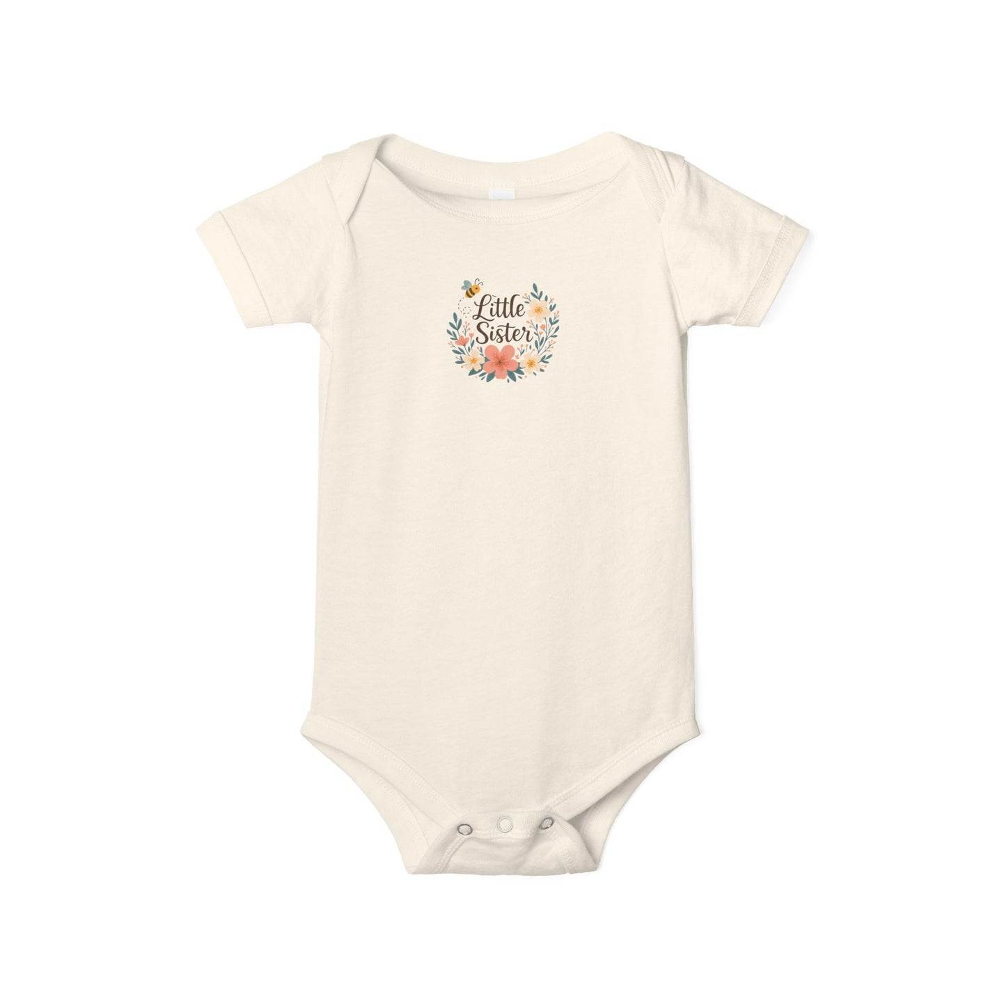 Little Sister Infant One Piece, Cute Baby Bodysuit for Newborn Girls, Baby Shower Gift, Toddler Outfit, Floral Design