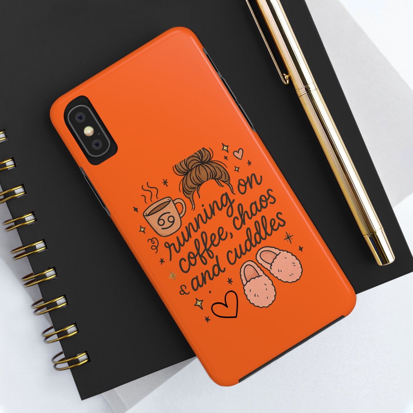 Cute Coffee Chaos Phone Case - Running on Coffee, Chaos & Cuddles, Stylish Tough Case for Coffee Lovers, Gift for Friends, Cute Phone Cover