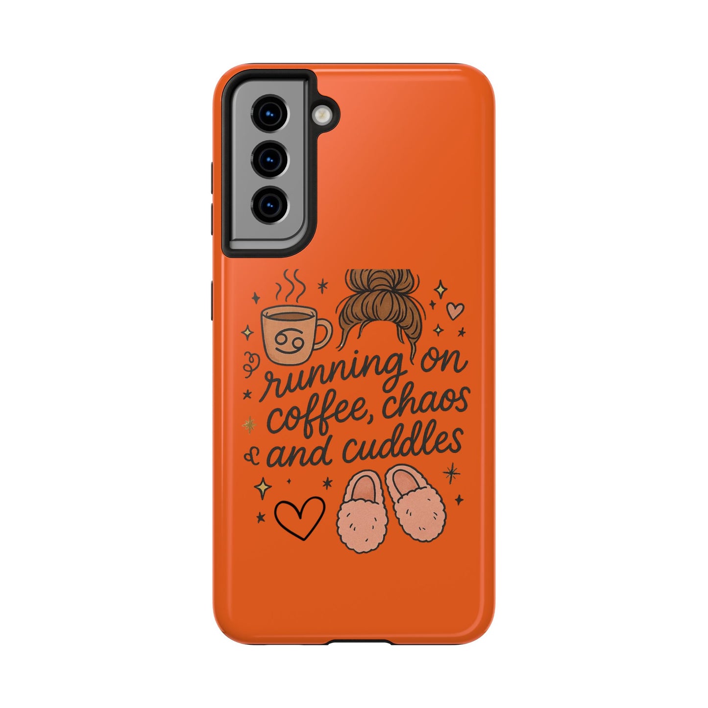 Cute Coffee Chaos Phone Case - Running on Coffee, Chaos & Cuddles, Stylish Tough Case for Coffee Lovers, Gift for Friends, Cute Phone Cover