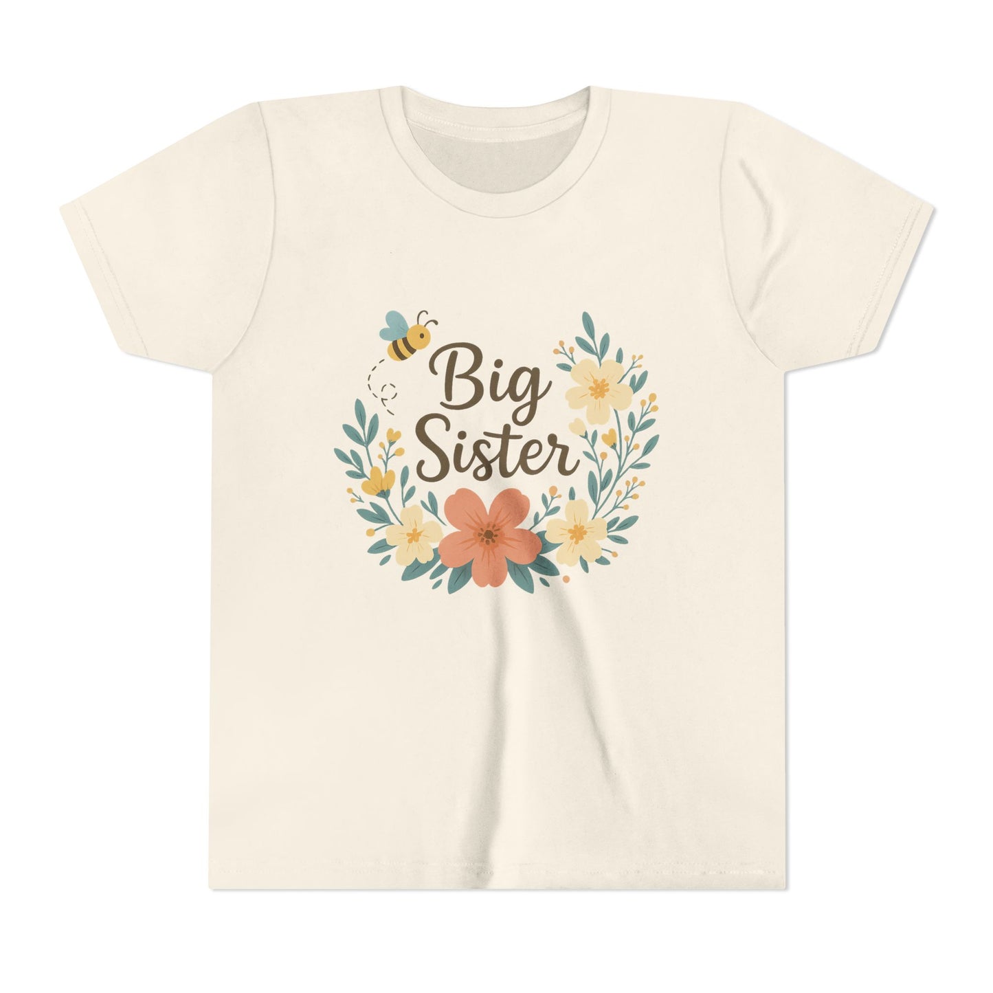Big Sister Floral Youth Tee, Cute Kids Shirt, Gift for Siblings, Birthday, Family Celebrations, Baby Announcement, Spring Style