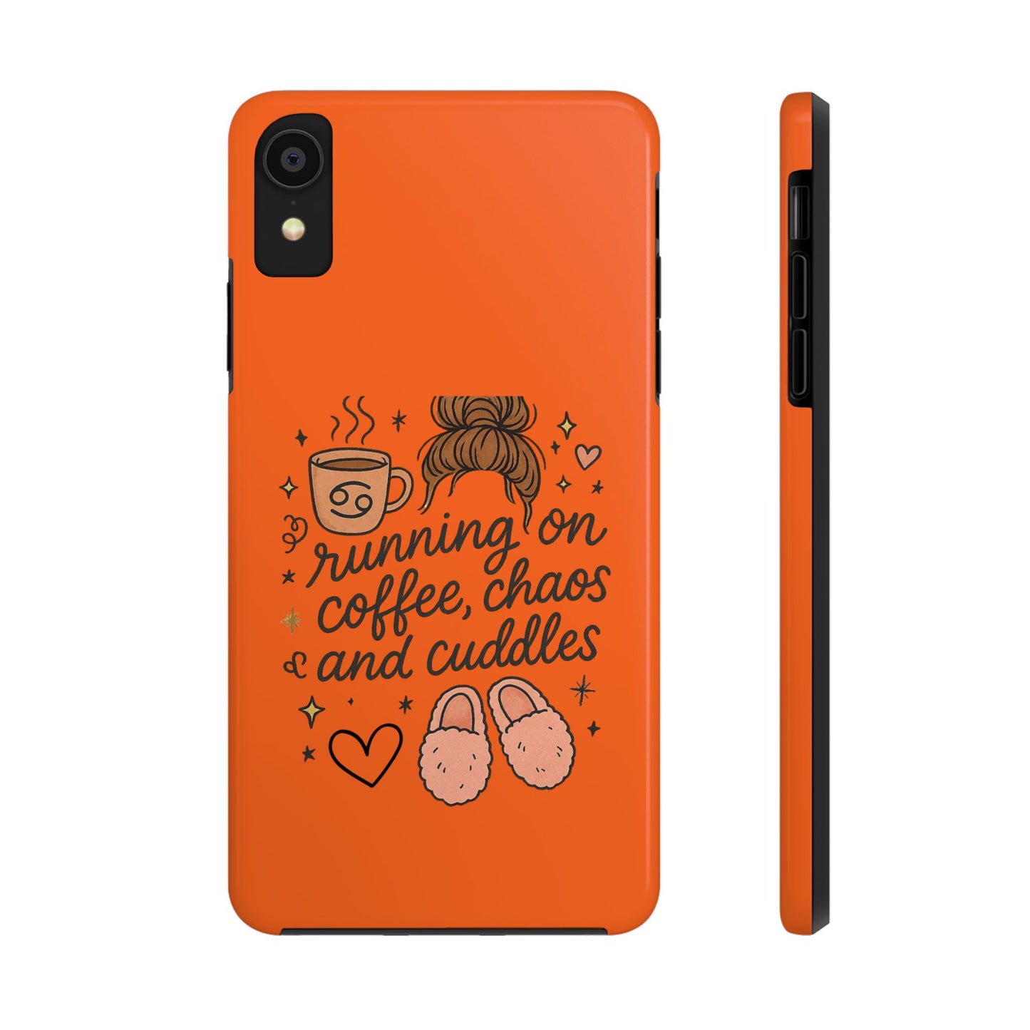 Cute Coffee Chaos Phone Case - Running on Coffee, Chaos & Cuddles, Stylish Tough Case for Coffee Lovers, Gift for Friends, Cute Phone Cover