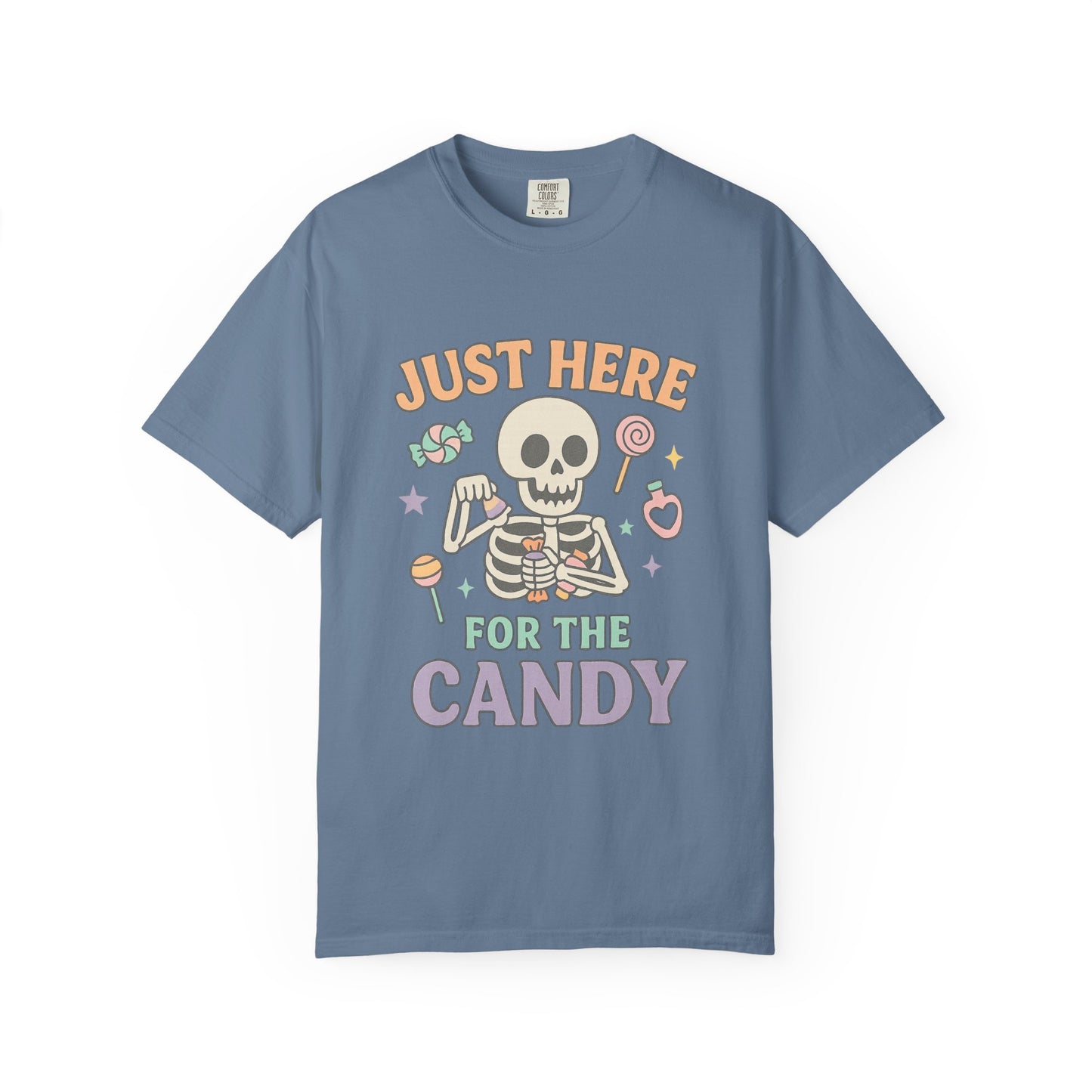 Funny Skeleton Candy Comfort Colors T-shirt, Halloween Shirt, Unisex Tee, Soft Cotton Tee, Casual Halloween Apparel, Party Wear