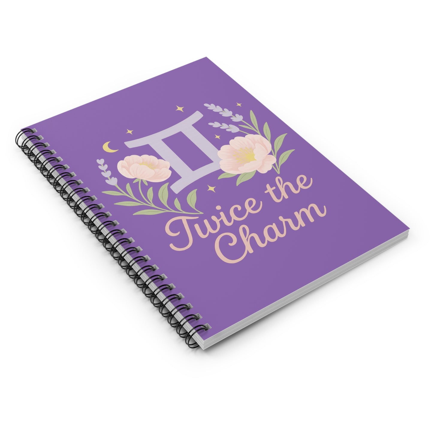 Gemini Spiral Notebook - Twice the Charm, Astrology Journal, Floral Notebook, Gift for Her, Daily Notebook