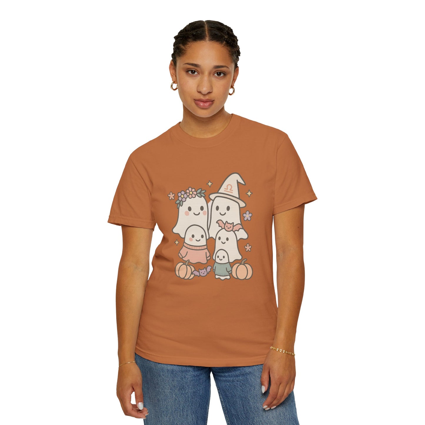 Cute Ghost Family Comfort Colors T-Shirt, Halloween Tee, Pumpkin Shirt, Fall Apparel, Unisex Garment-Dyed Top, Cute Halloween Gift