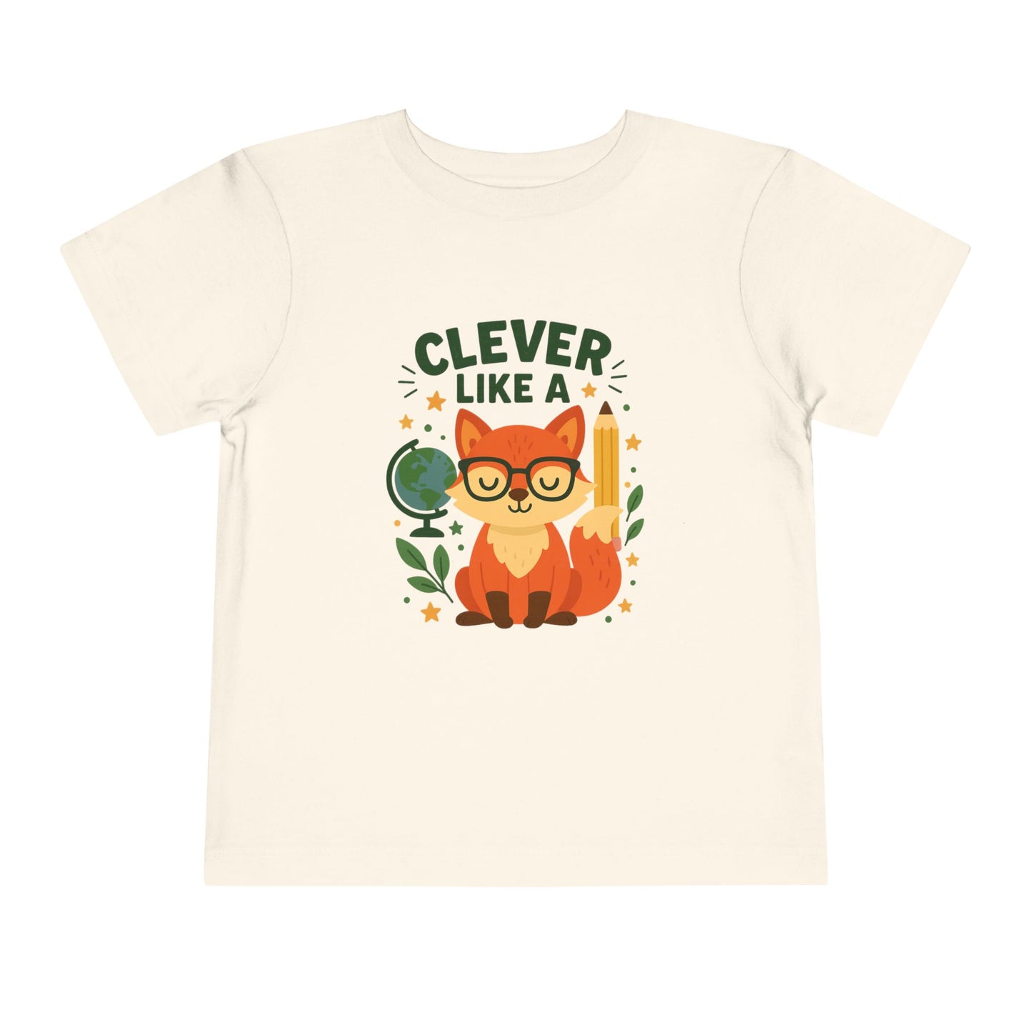 Clever Like A Fox Toddler Tee, Cute Kids T-Shirt, Back To School Shirt, Gift for Child, Toddler Apparel, Fun Graphic Tee