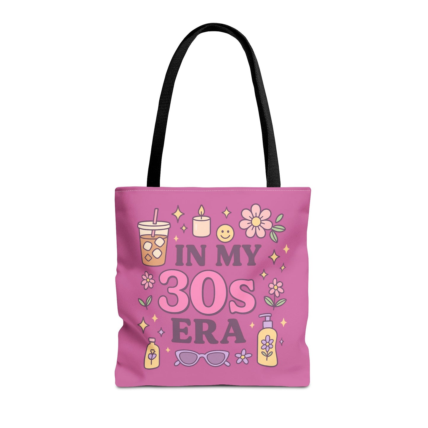 Fun Tote Bag for 30s Era Enthusiasts | Trendy Purple AOP Tote | Perfect Gift for Birthdays, Milestones & Self-Care