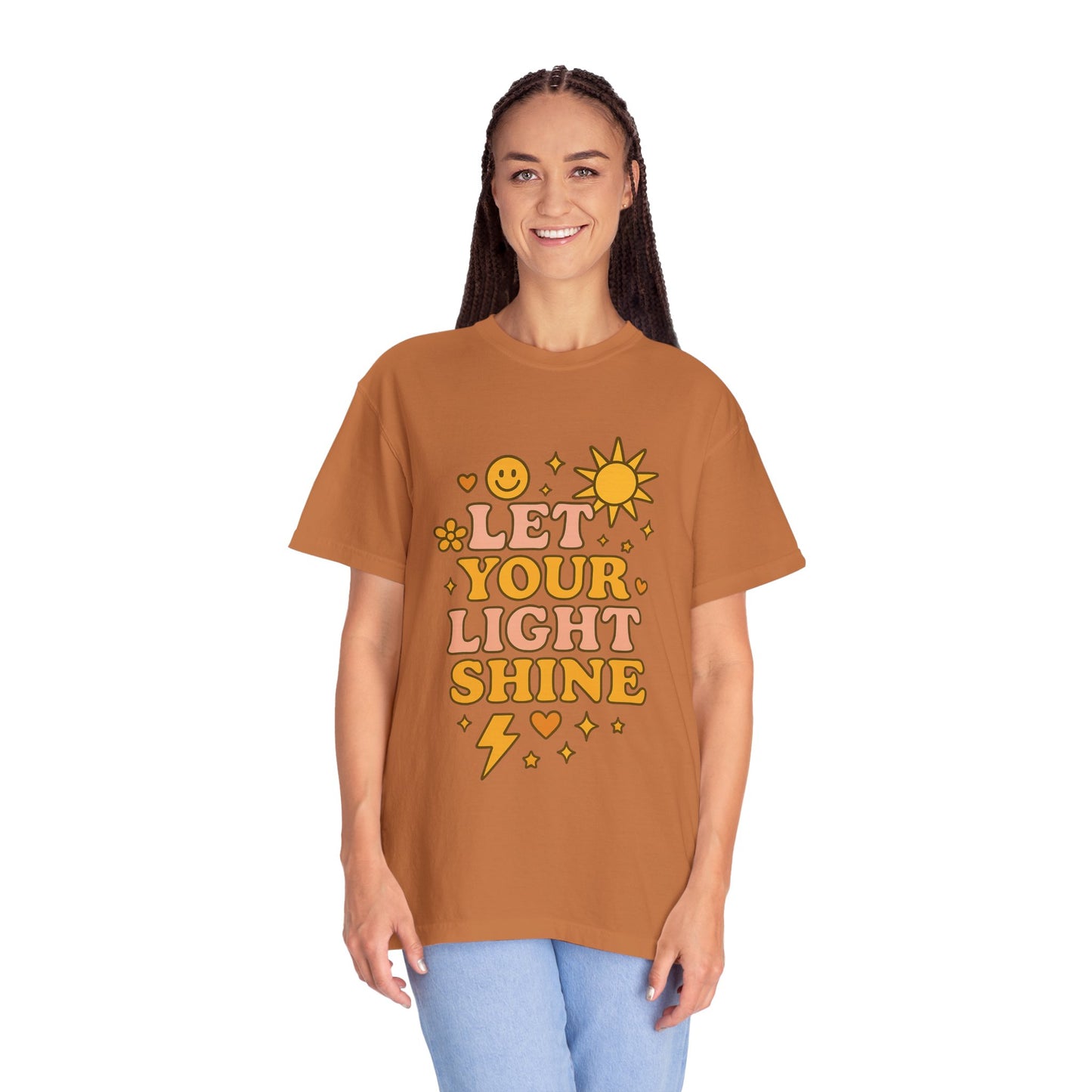 Let Your Light Shine Comfort Colors Tee, Inspirational Shirt, Feel-Good Fashion, Casual Everyday Wear, Gift for Motivation, Sunshine Vibes