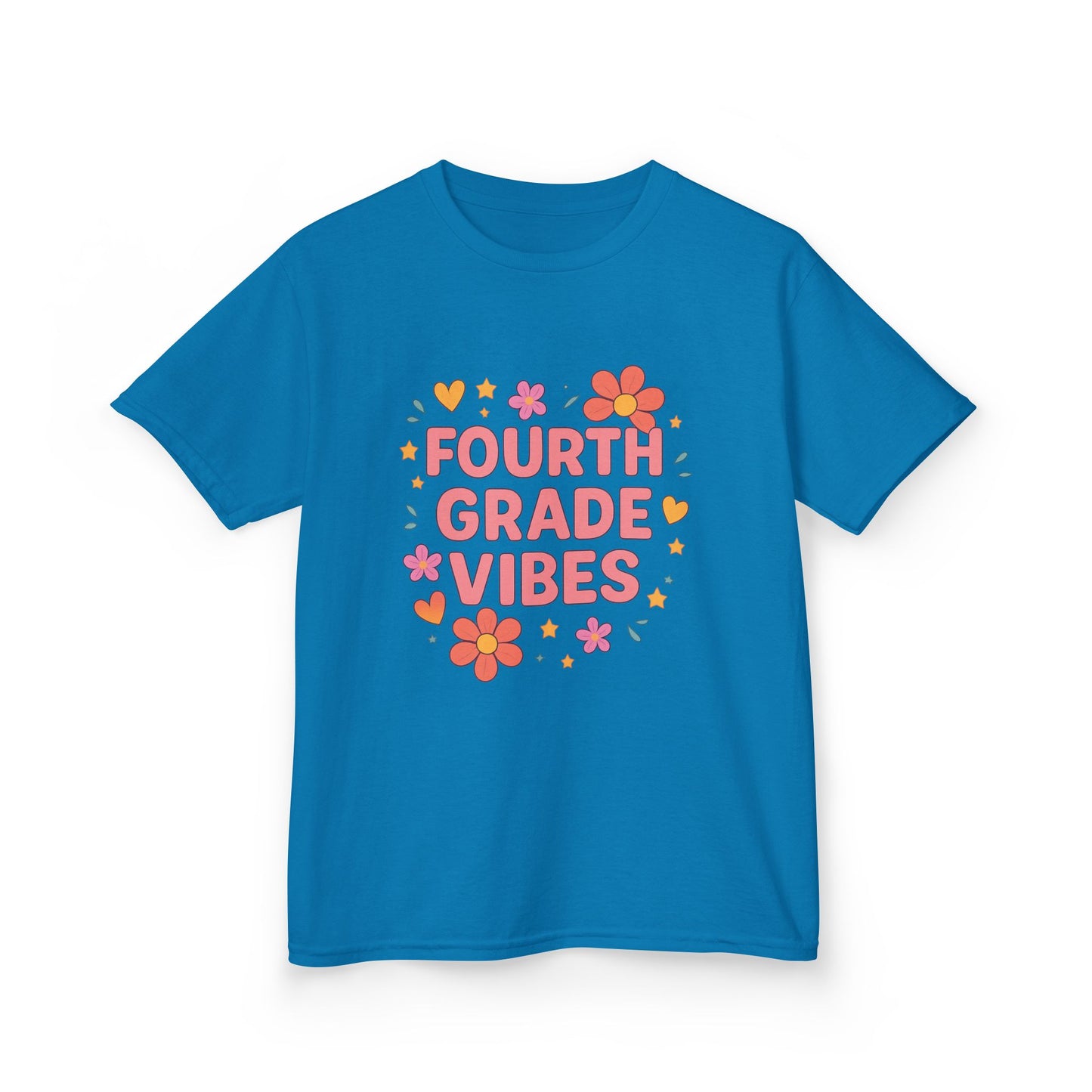 Fourth Grade Vibes Kids Tee, Fun Summer Shirt, Back to School Gift, Floral Graphic Tee, Childrens Apparel
