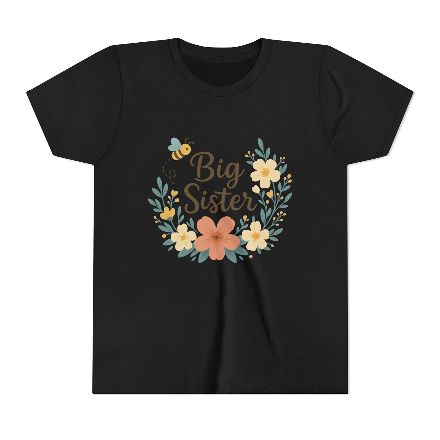 Big Sister Floral Youth Tee, Cute Kids Shirt, Gift for Siblings, Birthday, Family Celebrations, Baby Announcement, Spring Style